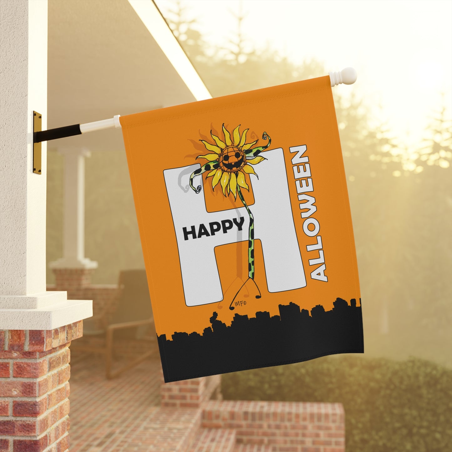 Banner Wall Decor - Hudda Sunflower Pumpkin Halloween Design by artist Marie Frederique