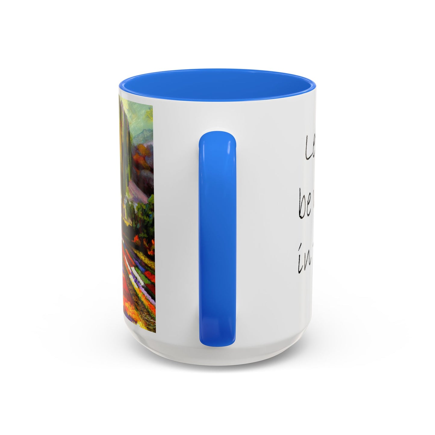Flower Field "Let me be weird in peace" quote - Colorful Mug by Artist Marie Frederique