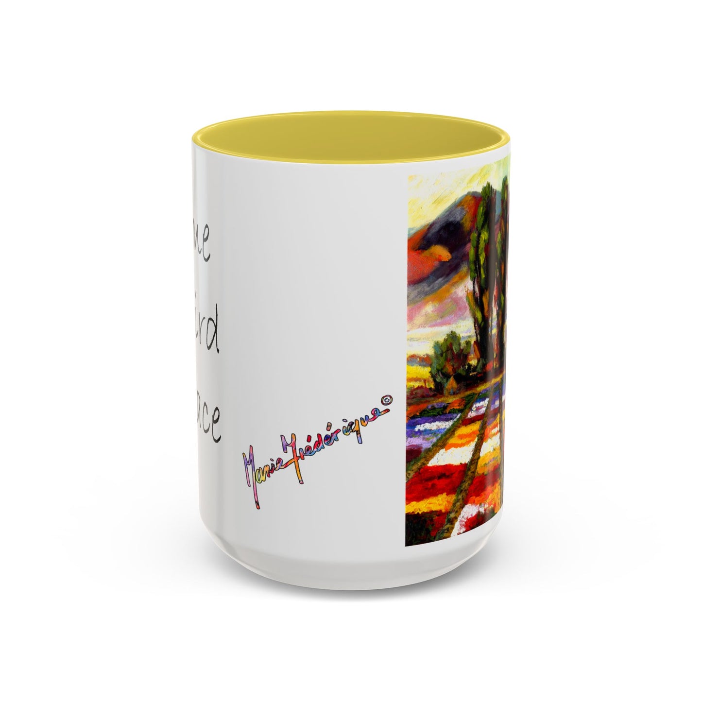 Flower Field "Let me be weird in peace" quote - Colorful Mug by Artist Marie Frederique