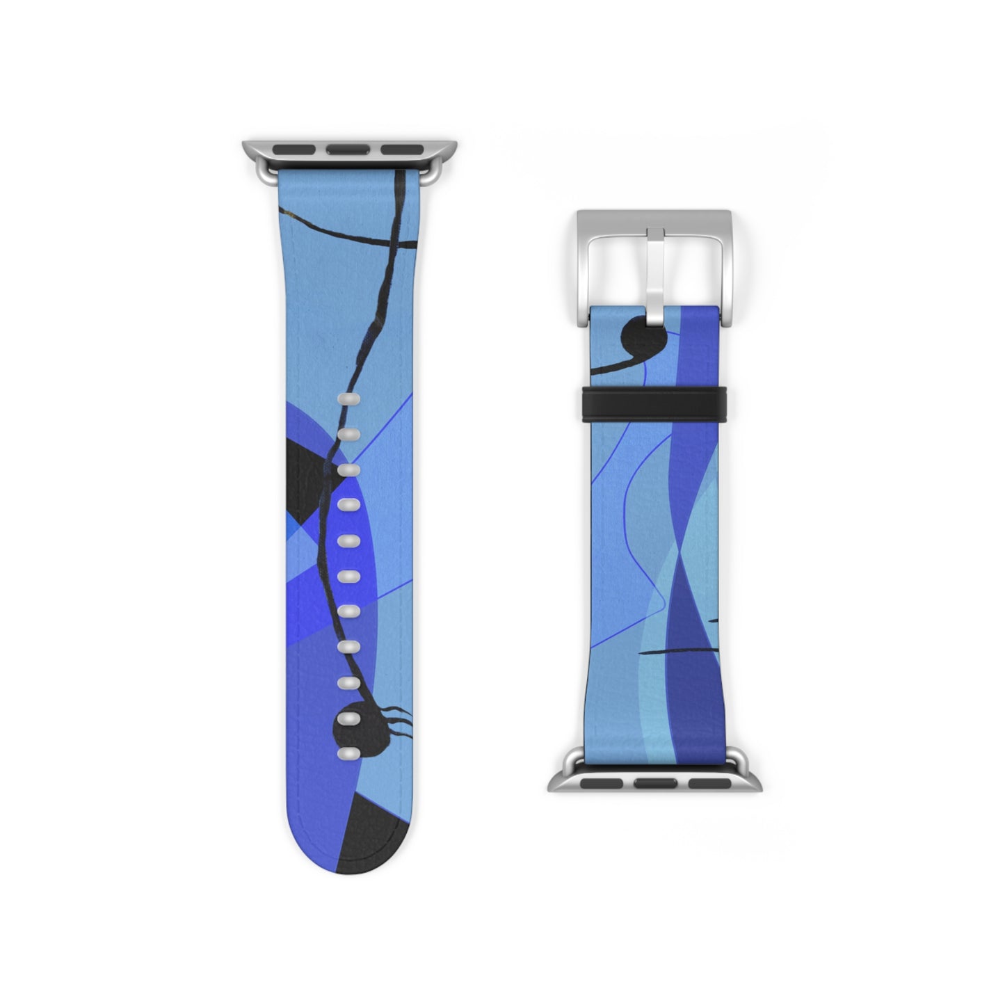 Abstract Series, Fun warm Blue tone faux leather Watch Band by artist Marie Frederique