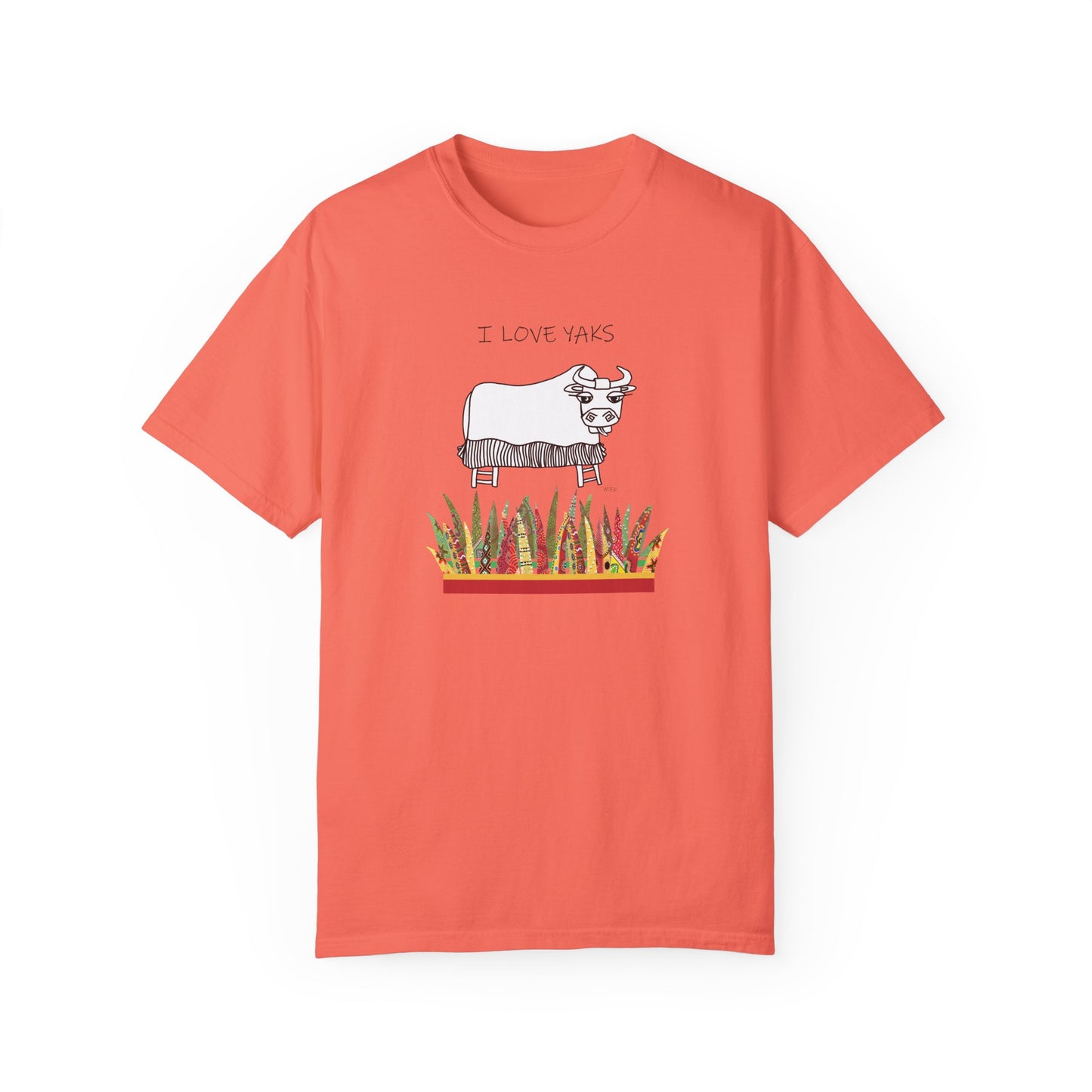 I love Yaks, Unisex Garment-Dyed T-shirt by artist Marie Frederique