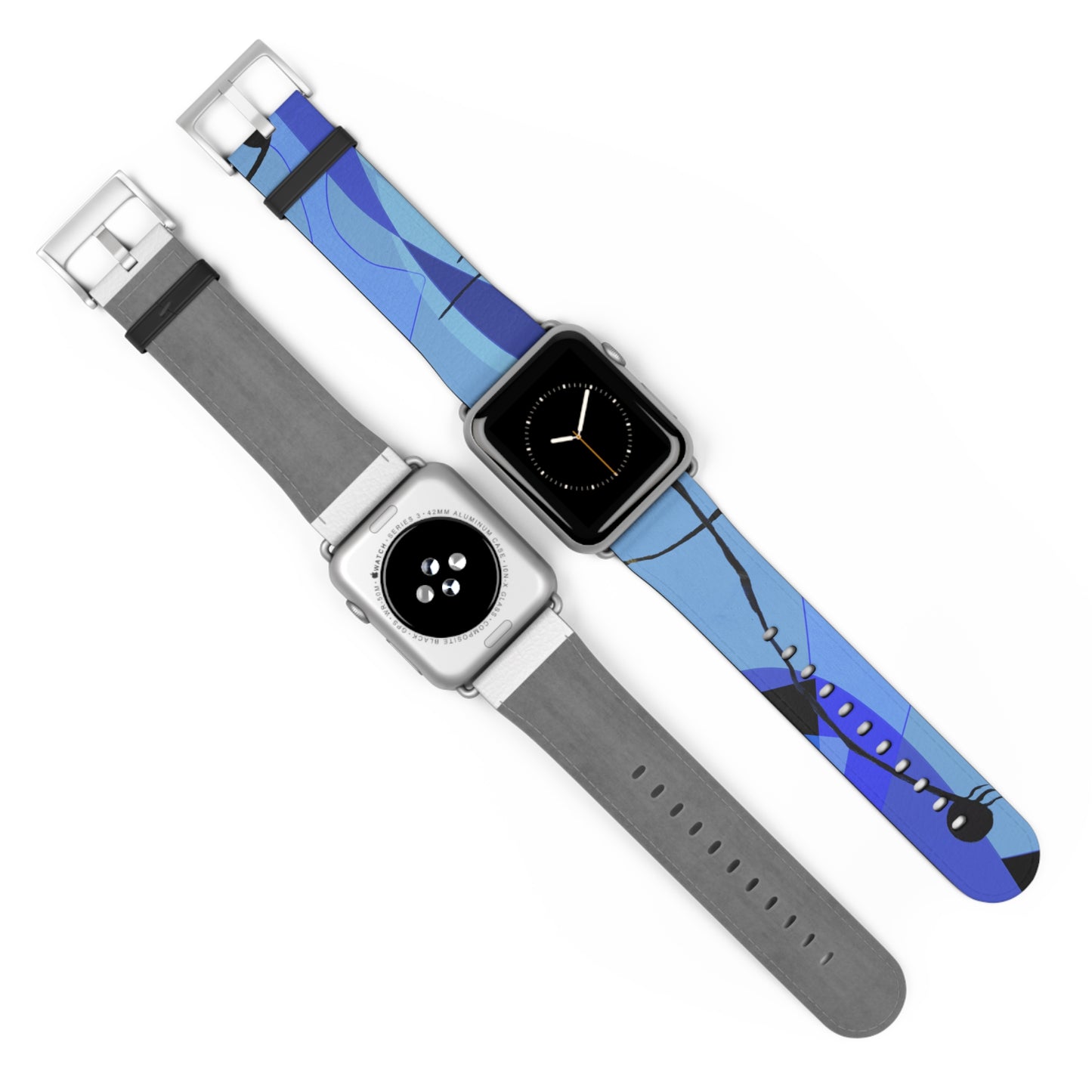 Abstract Series, Fun warm Blue tone faux leather Watch Band by artist Marie Frederique