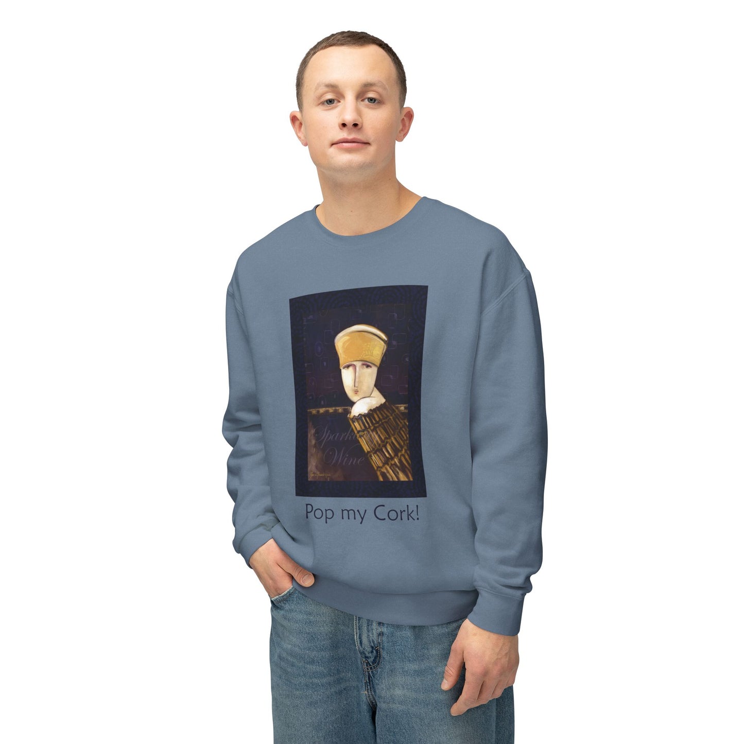 Champagne Bottle Lightweight Sweatshirt - Pop My Cork Celebration Apparel by artist Marie Frederique