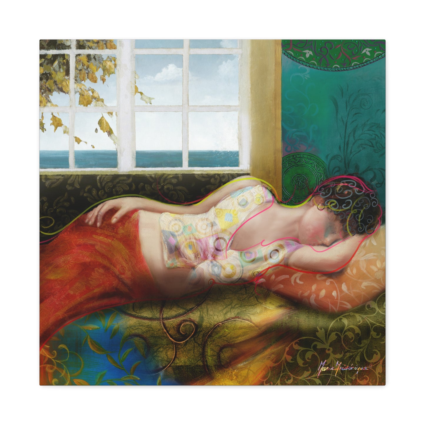 Afternoon nap - Relaxing Art Canvas Print by artist Marie Frederique