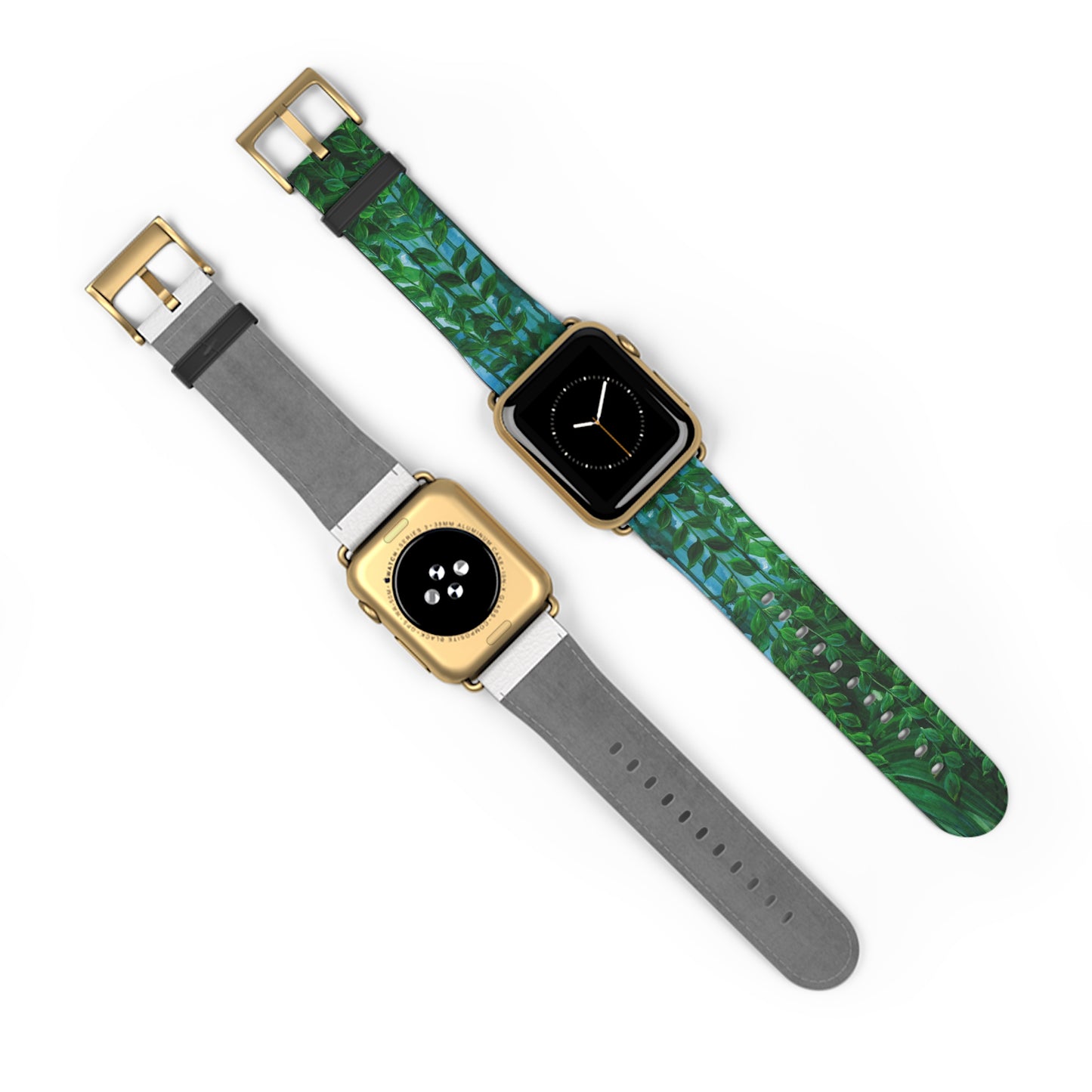 Blue Planet Series, Jungle leaves faux leather Watch Band by artist Marie Frederique