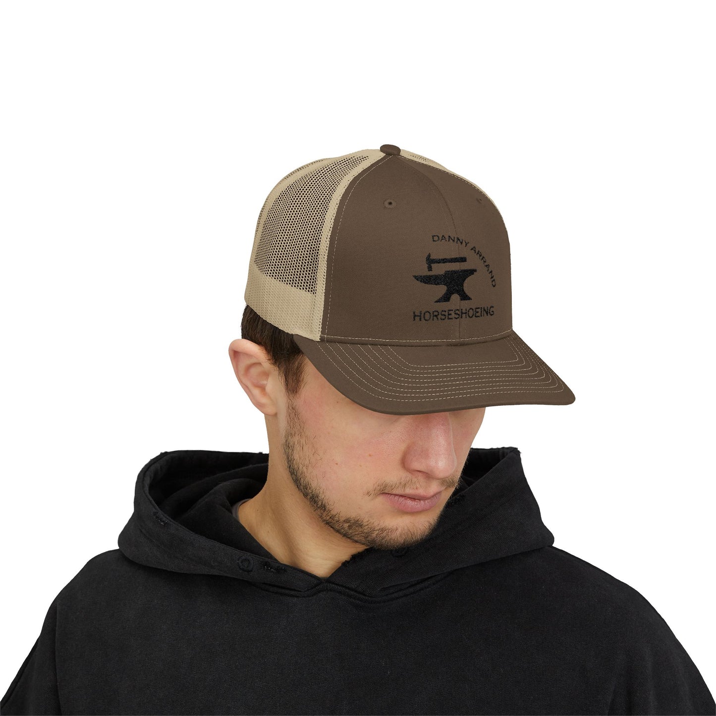 Danny Arrand Horseshoeing embroidered in black - Snapback Trucker Cap