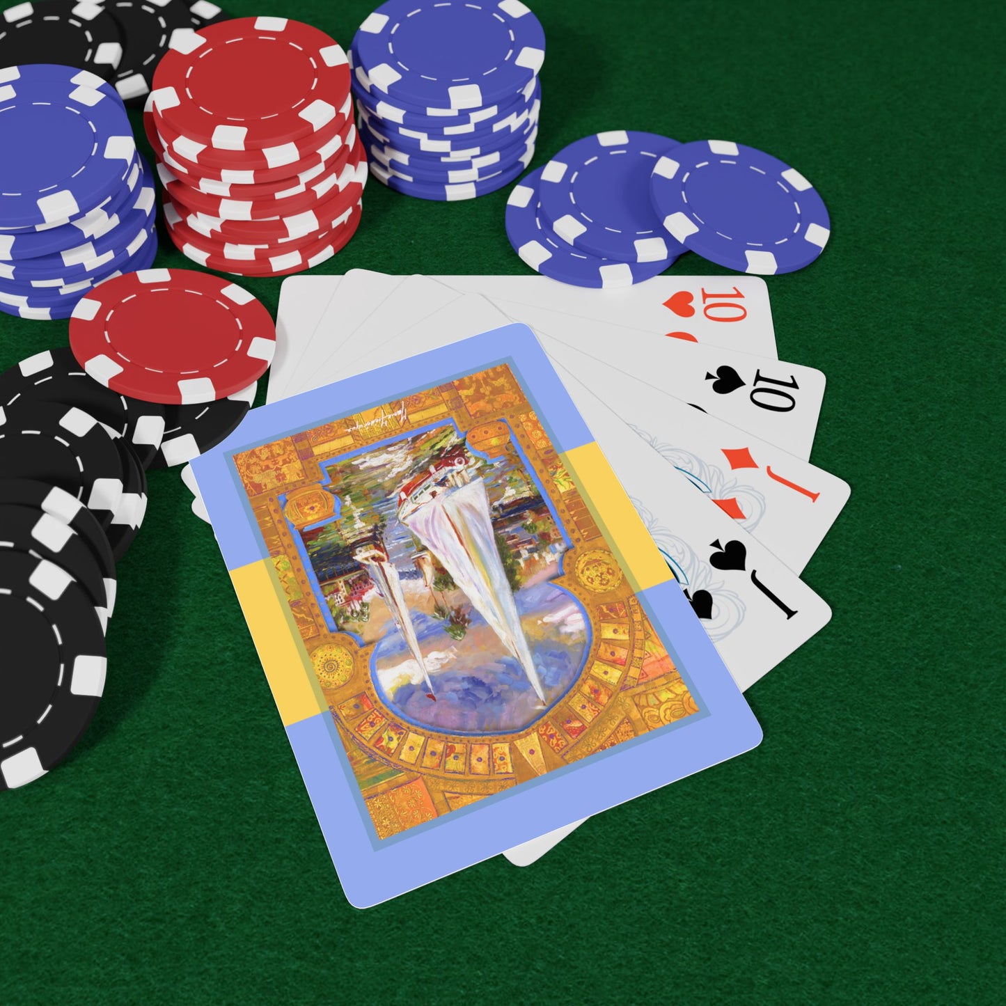 Moroccan Arch with sail boats Bridge/Poker Playing Cards Set - Unique Nautical & Elegant Design by artist Marie Frederique