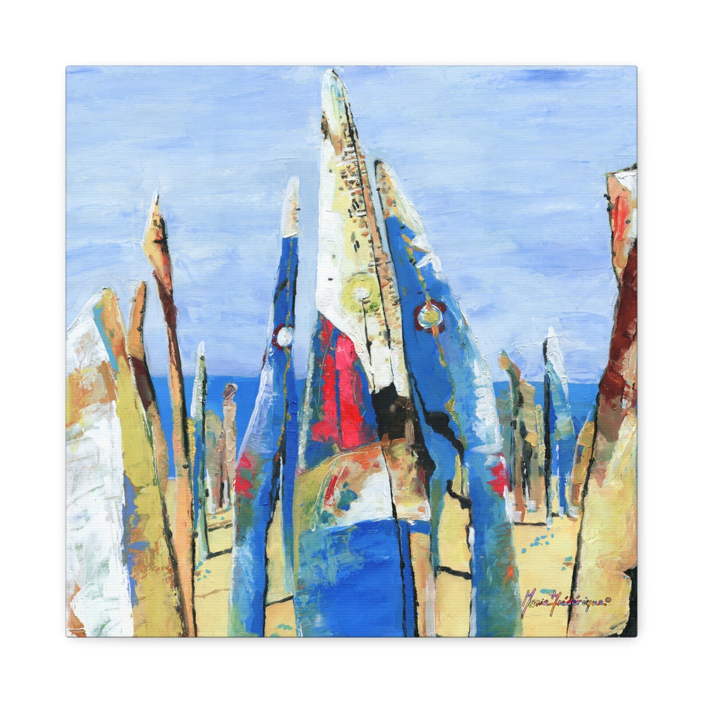 Beach Party 2, Abstract Canvas Wall Art by artist Marie Frederique