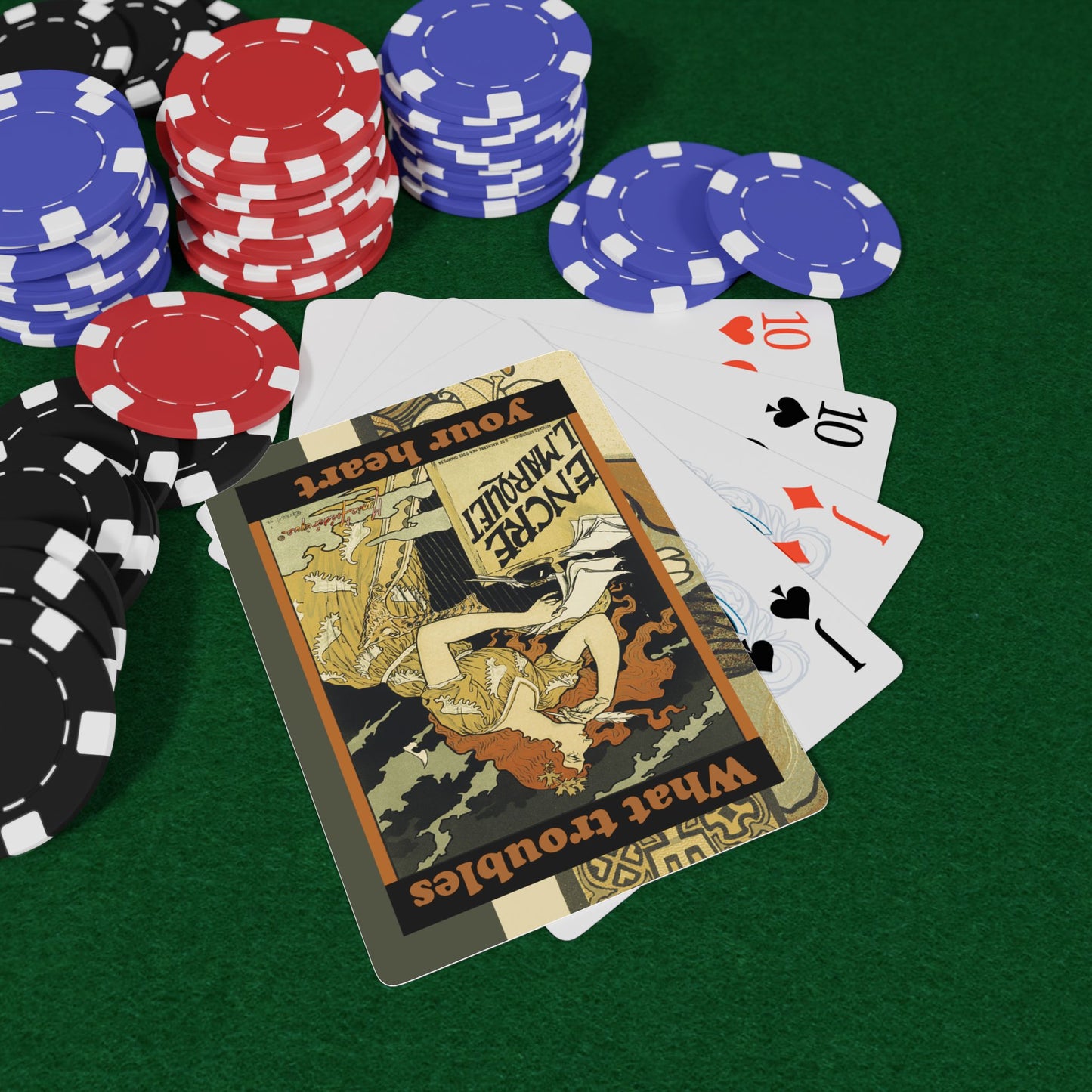 Graphic poster 3 Bridge/Poker Playing Cards - Unique Design for Game Nights by artist Marie Frederique