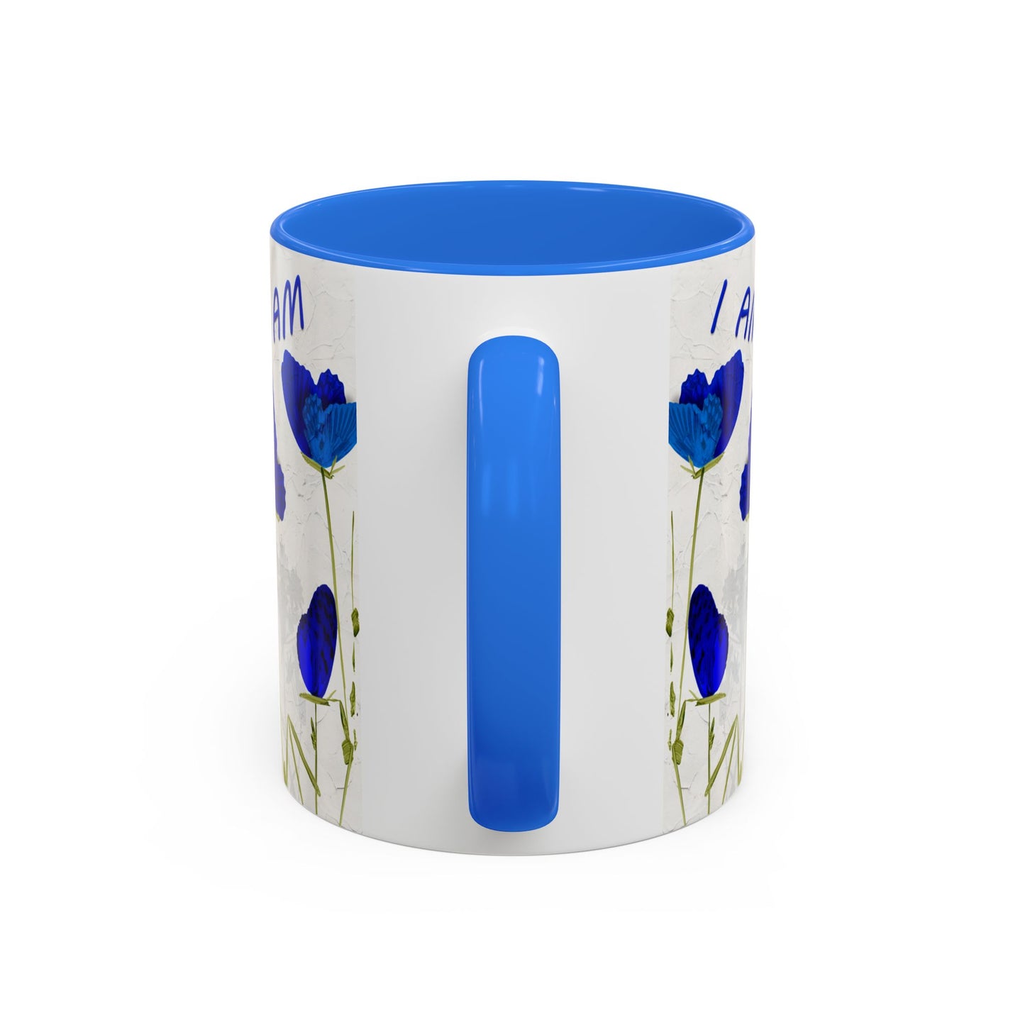 I am awakening, Butterfly flowers in blues. Colorful Mug by Artist Marie Frederique
