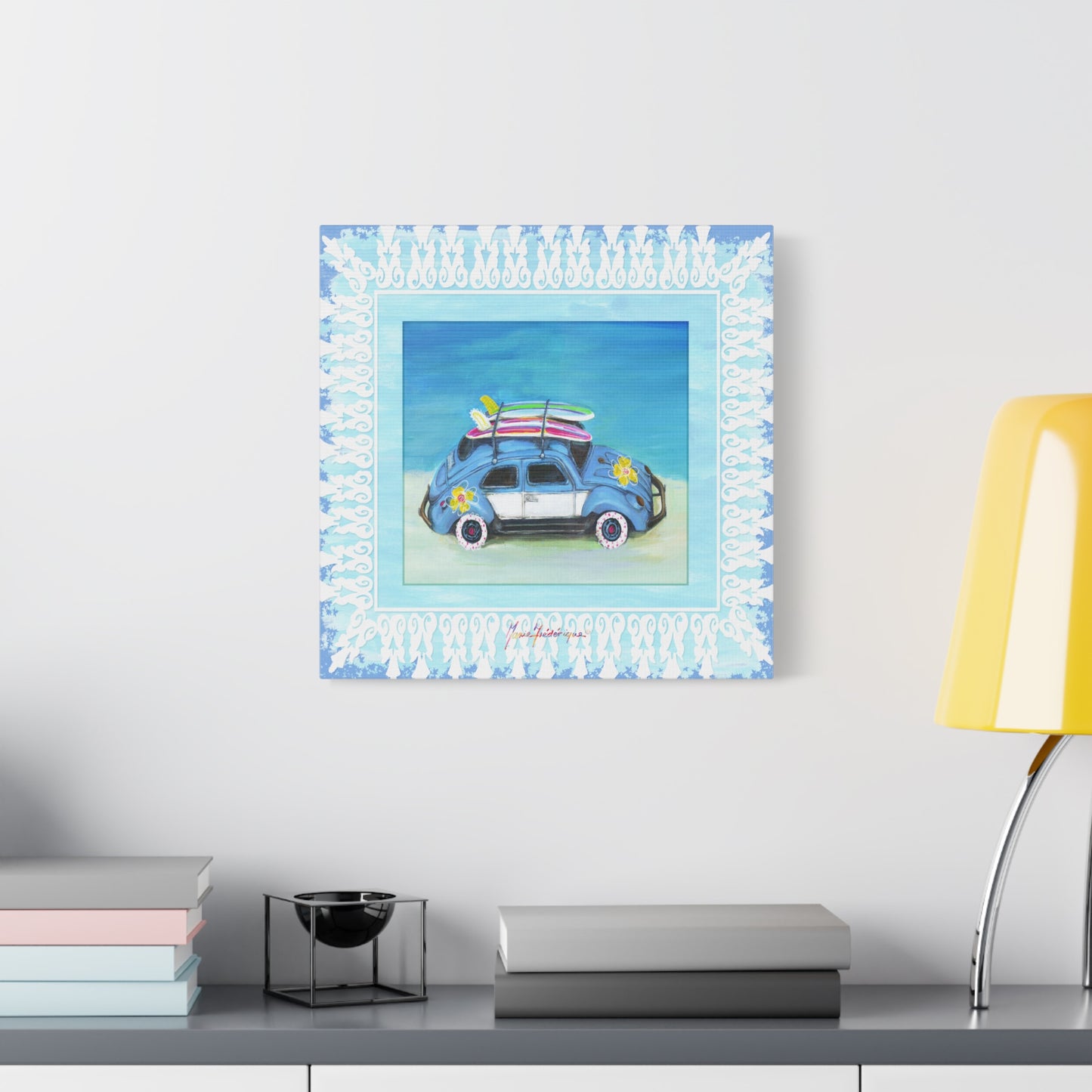 Surfing Buggy Canvas Art for Beach Lovers, by artist Marie Frederique
