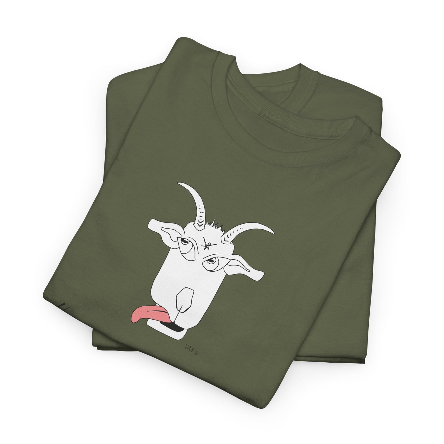 Funny Goat Tee - 'Hey Man, Got Any Grass?' Unisex Heavy Cotton T-Shirt by artist Marie Frederique
