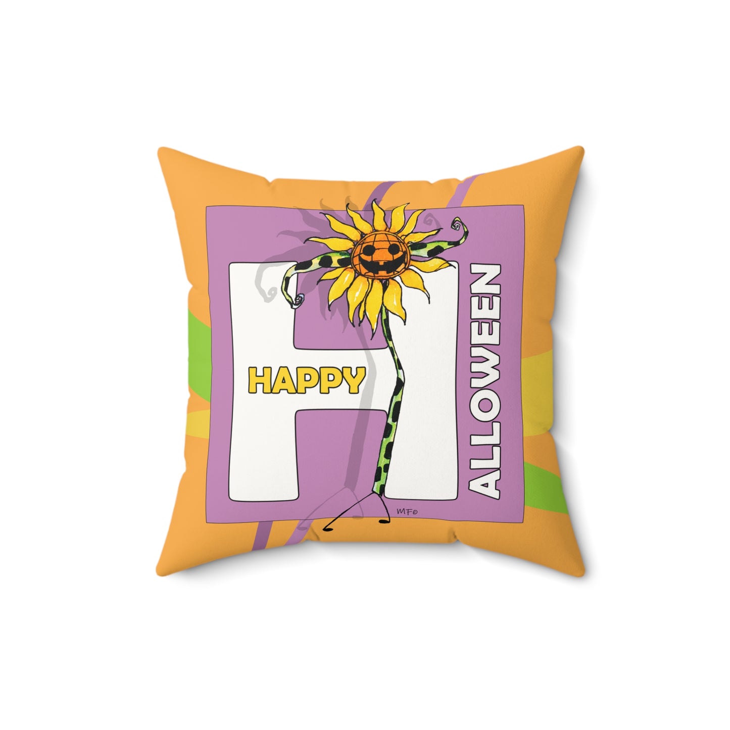 Happy Halloween H - Faux Suede Pillow by artist Marie Frederique