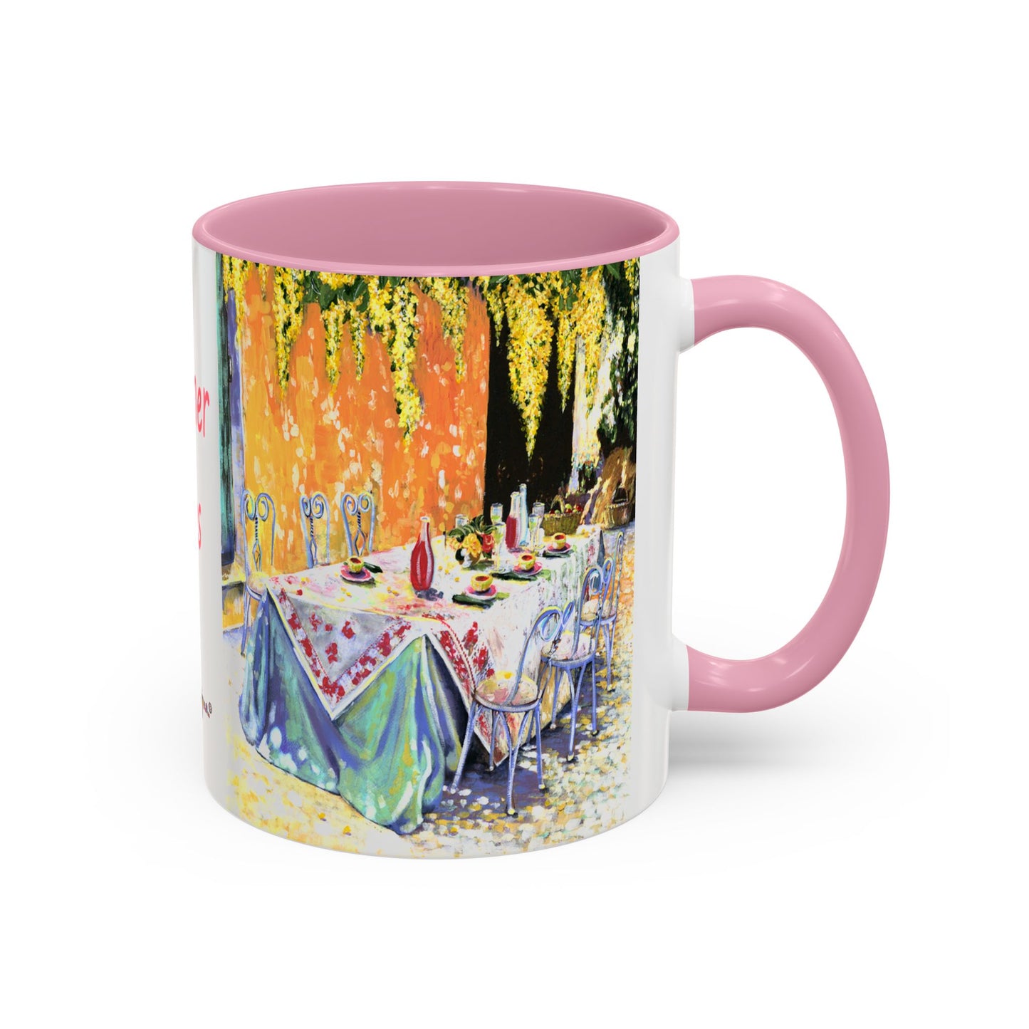 Summer Vibes, Summer pation lunch table - Colorful Mug by artist Marie Frederique