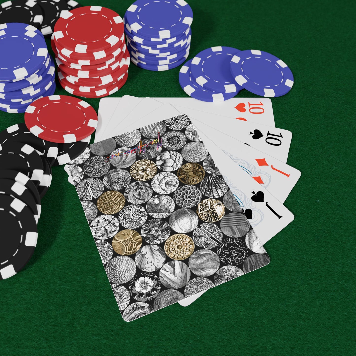 Mosaic Gold Medallions, Elegant Poker Playing Cards – Unique Design for Game Nights by artist Marie Frederique