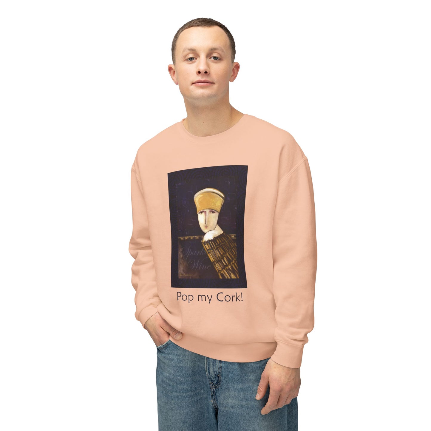 Champagne Bottle Lightweight Sweatshirt - Pop My Cork Celebration Apparel by artist Marie Frederique