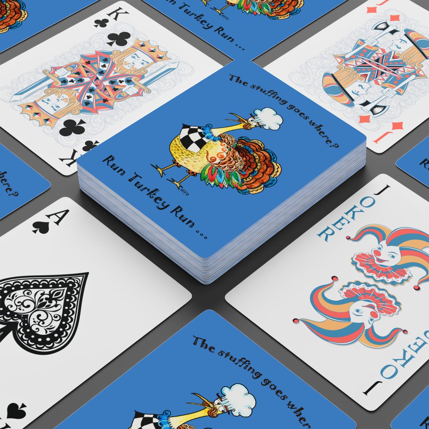 Thanksgiving Whimsical Poker Playing Cards – Fun Turkey Design by artist Marie Frederique