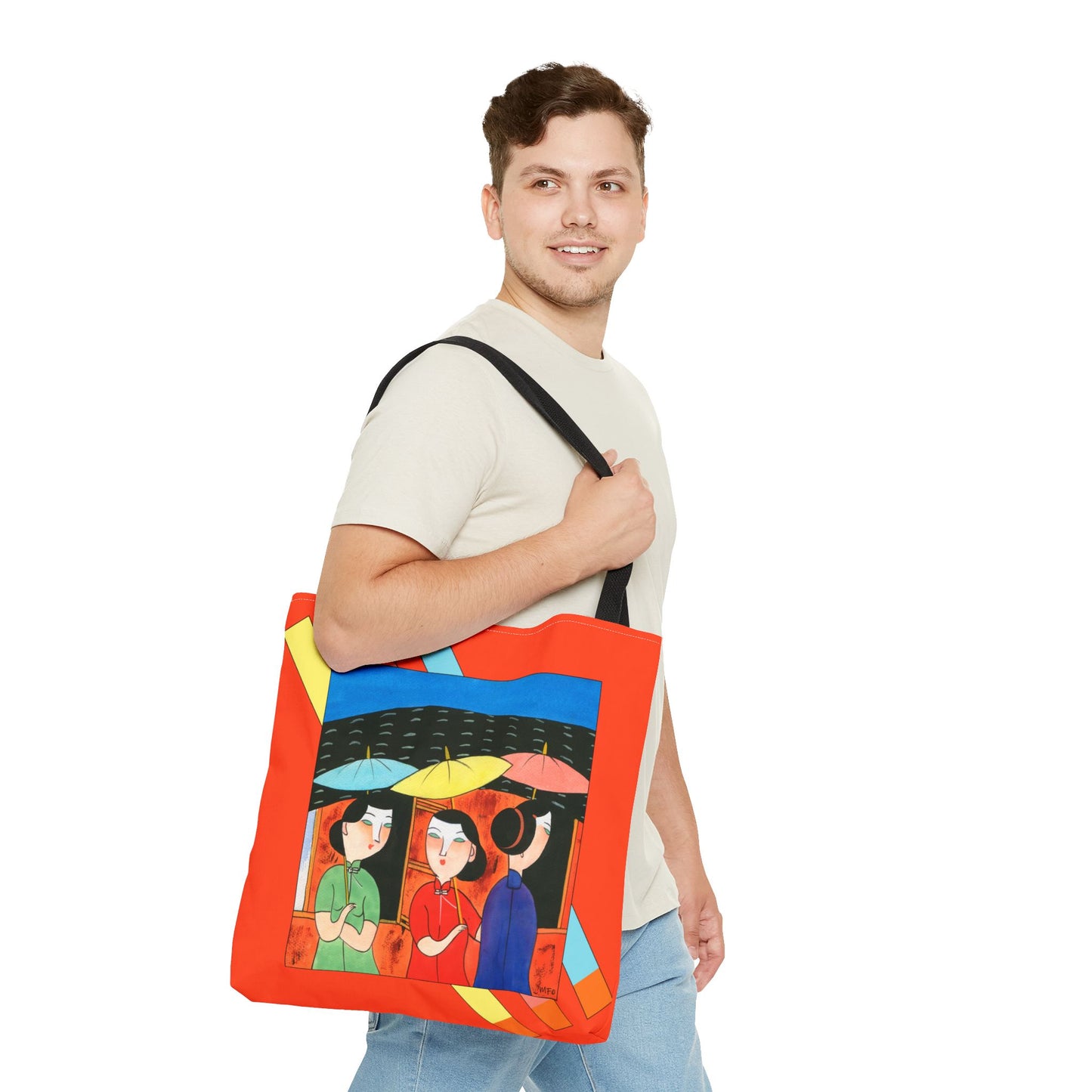 Vibrant Modern Art Tote Bag by artist Marie Frederique