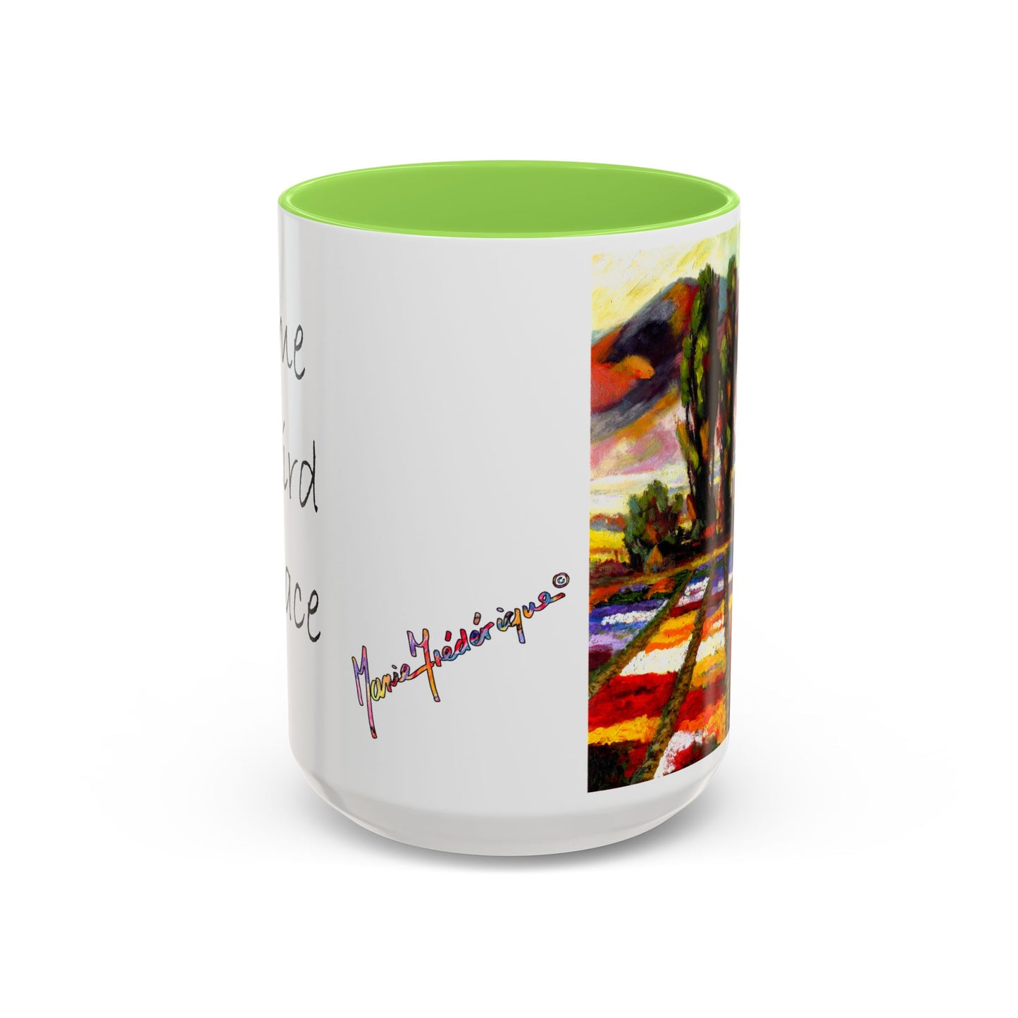 Flower Field "Let me be weird in peace" quote - Colorful Mug by Artist Marie Frederique
