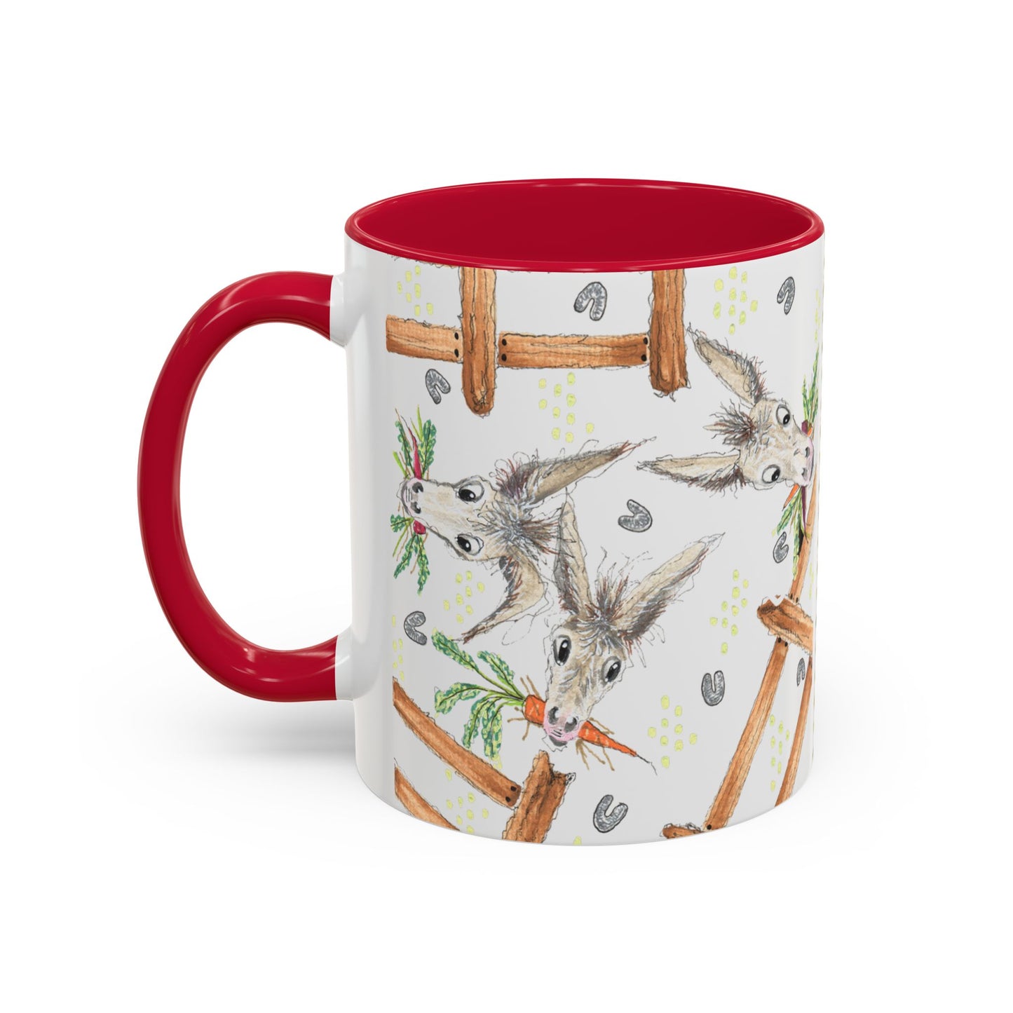 Rainbow Carrots and Donkeys - Colorful Mug by Artist Marie Frederique