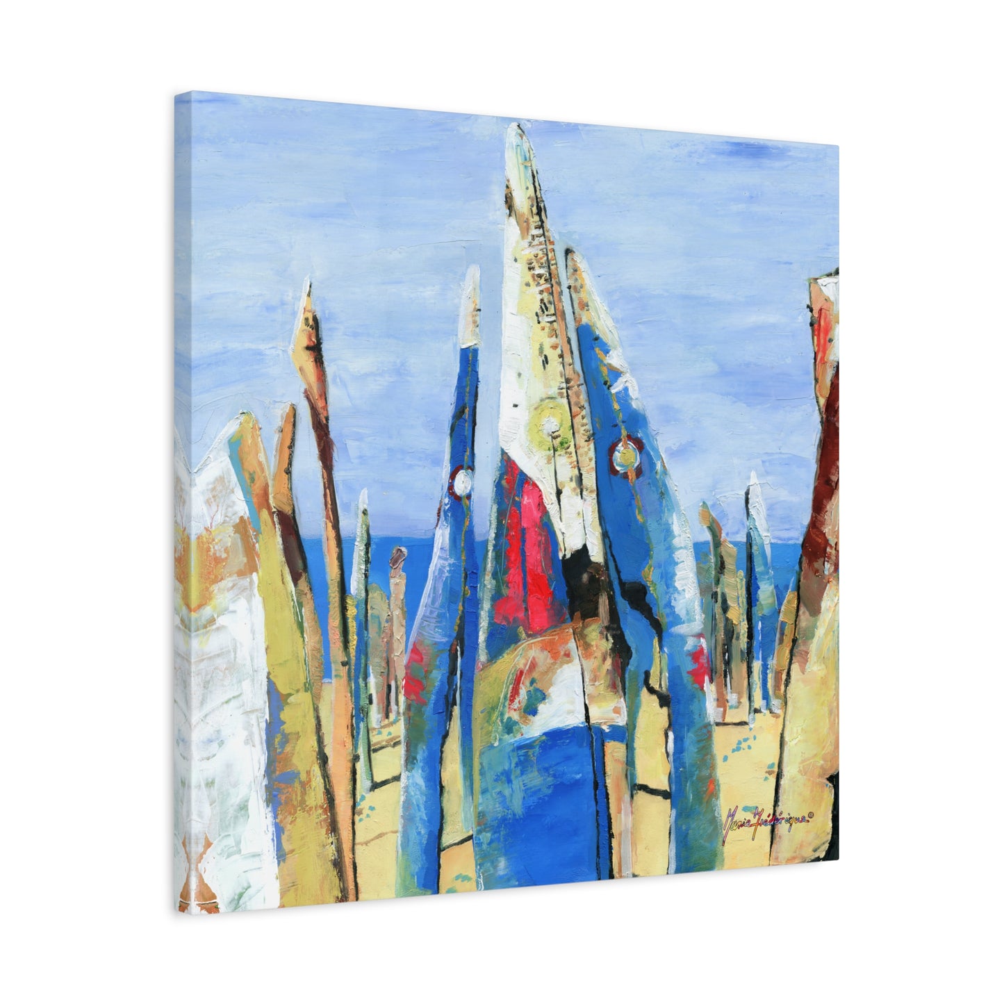 Beach Party 2, Abstract Canvas Wall Art by artist Marie Frederique