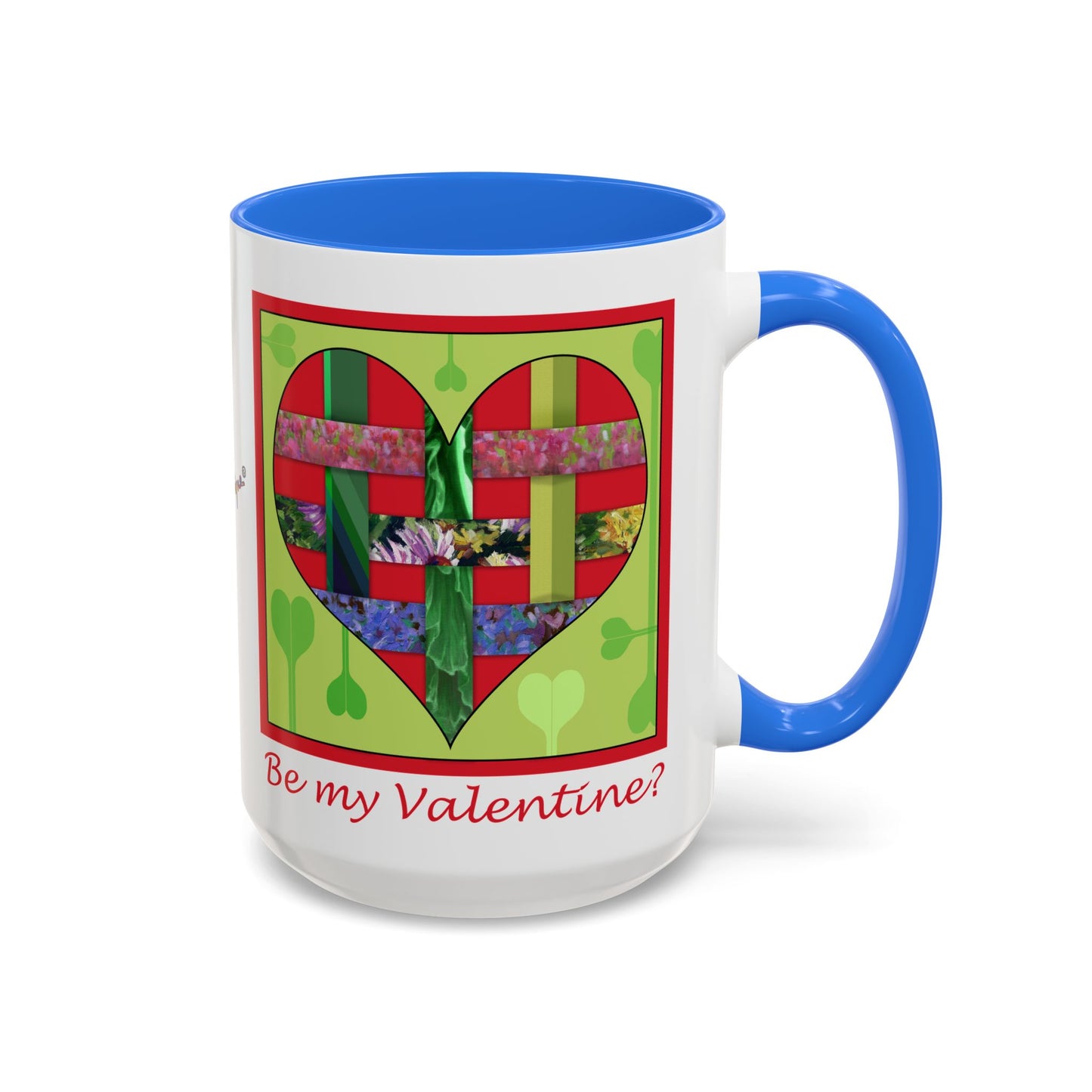 Valentine Red Multicolored Ribbon Heart - 11oz & 15oz Colorful Mug Gift by artist Marie Frederique