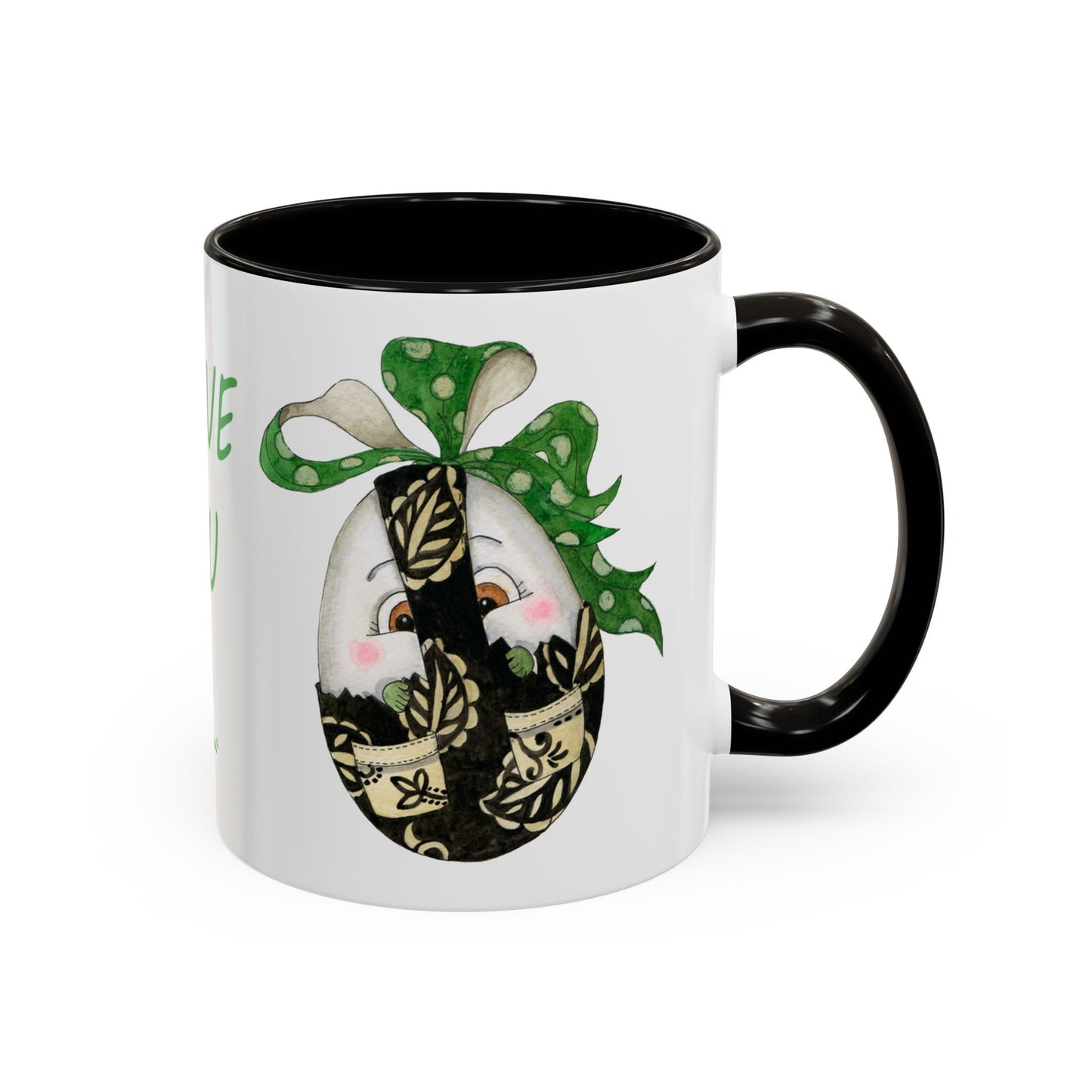 Whimsical Mugs with I Love You Egg Design - Valentine's Day/Easter Gift by artist Marie Frederique