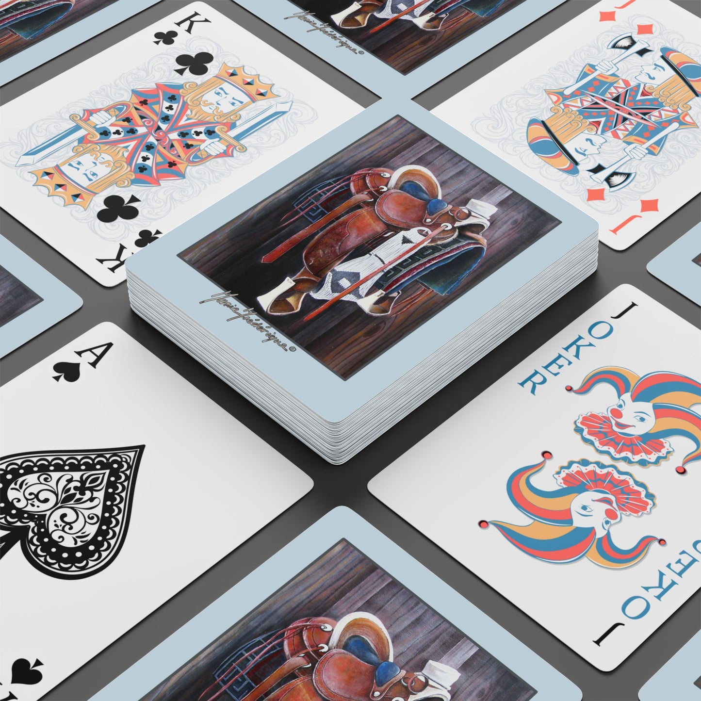Western saddle playing card deck Elegant Ace of Spades Design by artist Marie Frederique