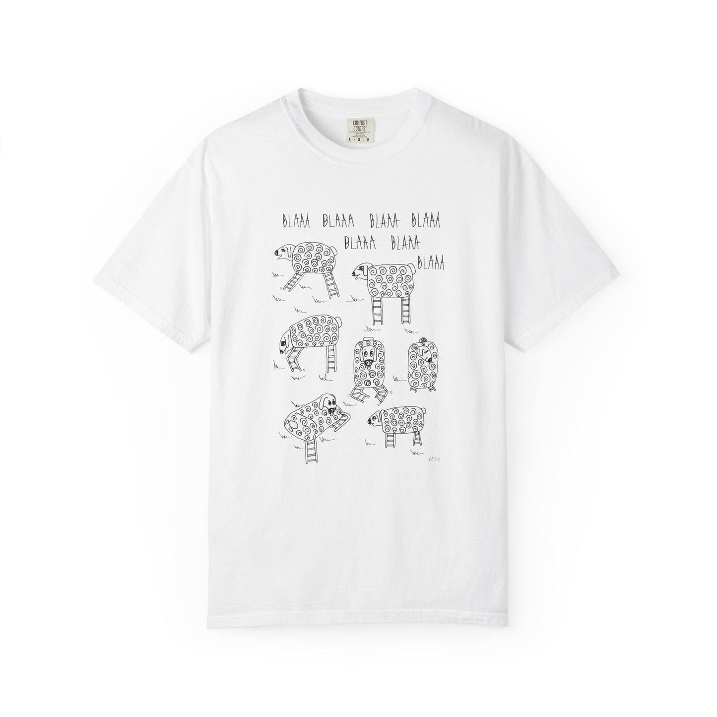 Blaaa Blaaa, Fun Sheep Unisex T-Shirt - Quiet Time Humor by artist Marie Frederique