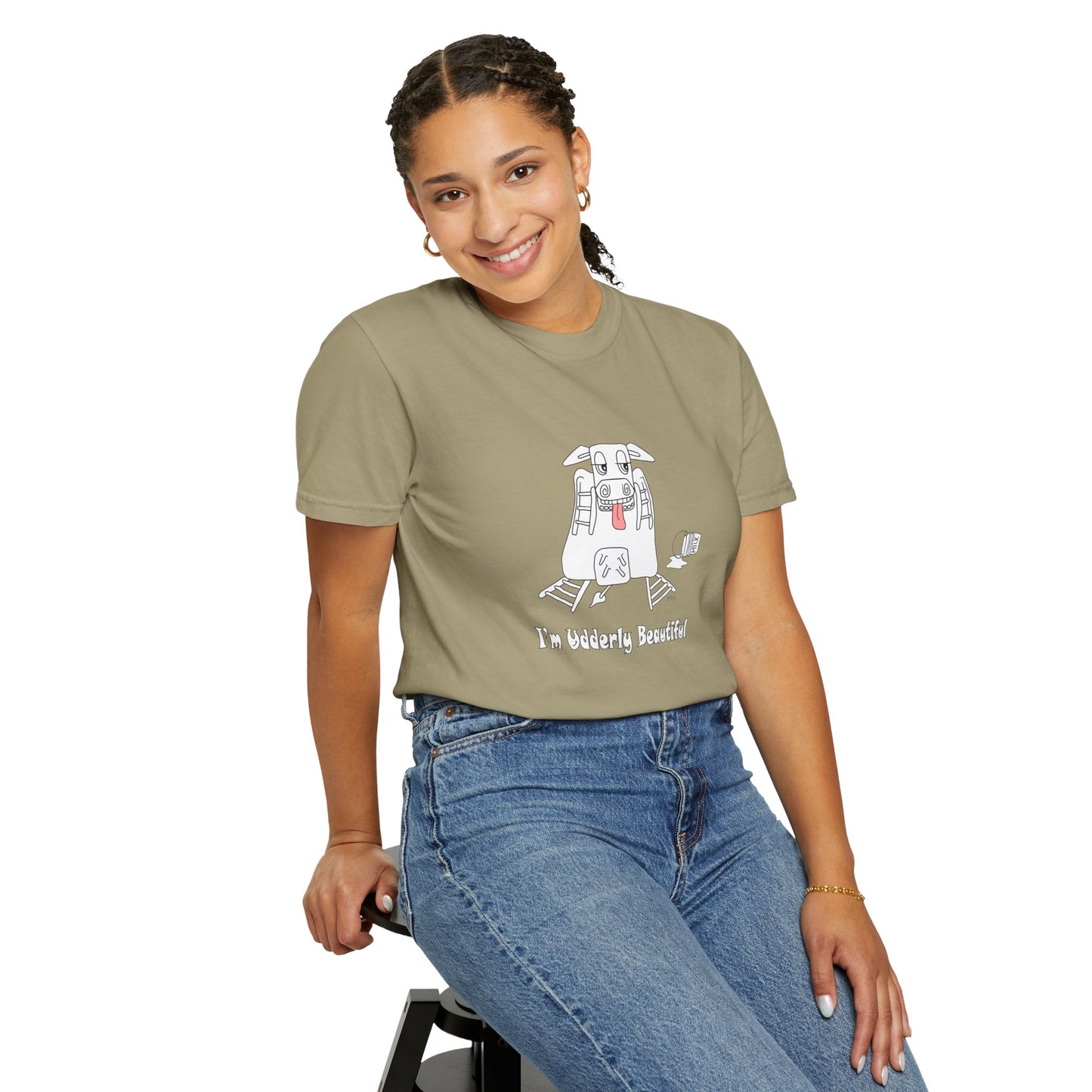 Cow Print T-Shirt - Big Girls Funny Tee by artist Marie Frederique