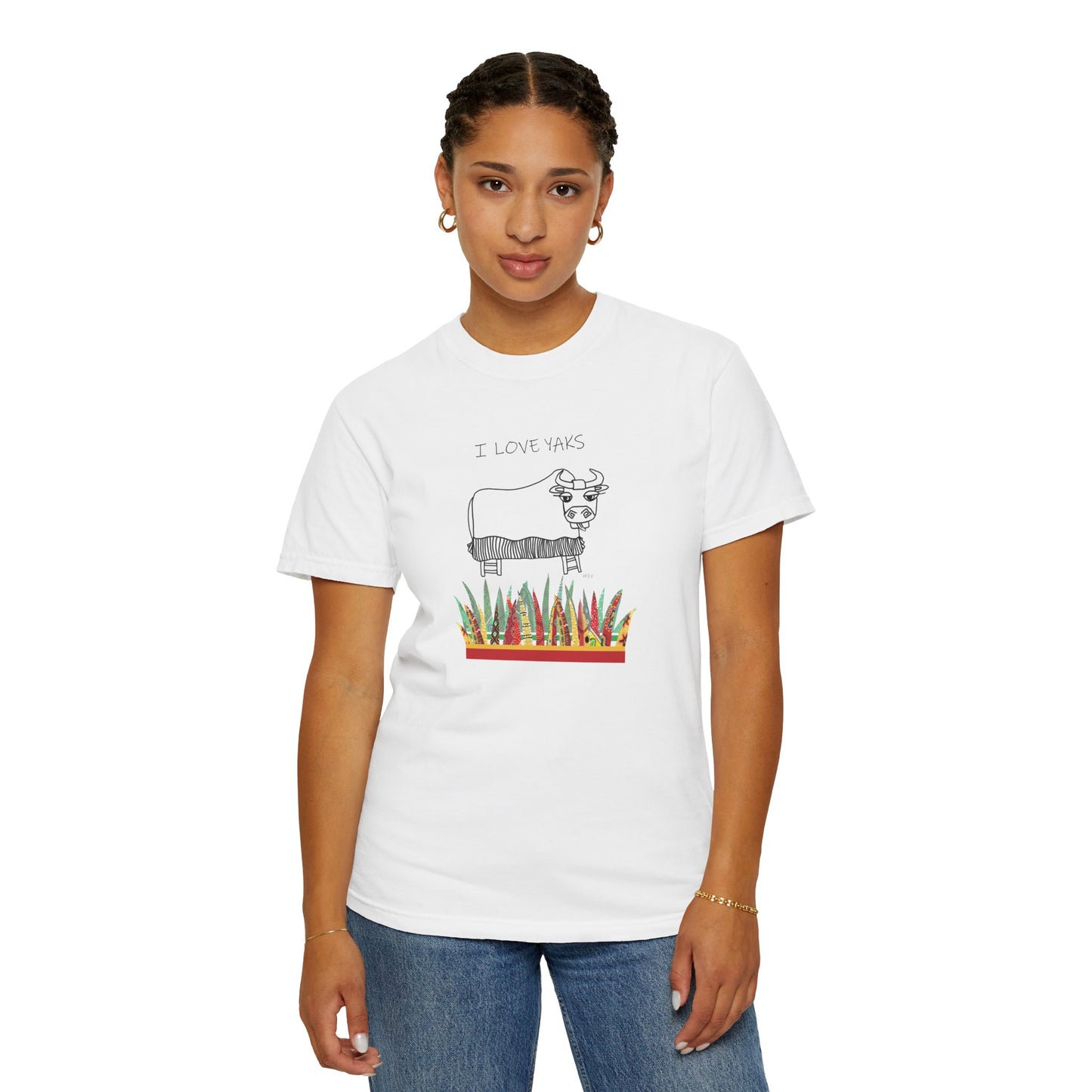 I love Yaks, Unisex Garment-Dyed T-shirt by artist Marie Frederique