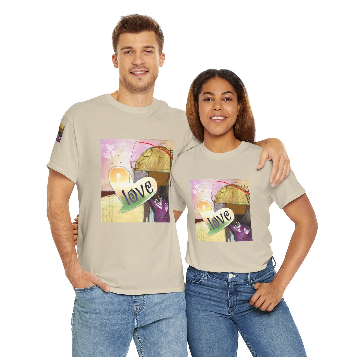 Valentine Love Heart Abstract, Unisex Heavy Cotton Tee by artist Marie Frederique