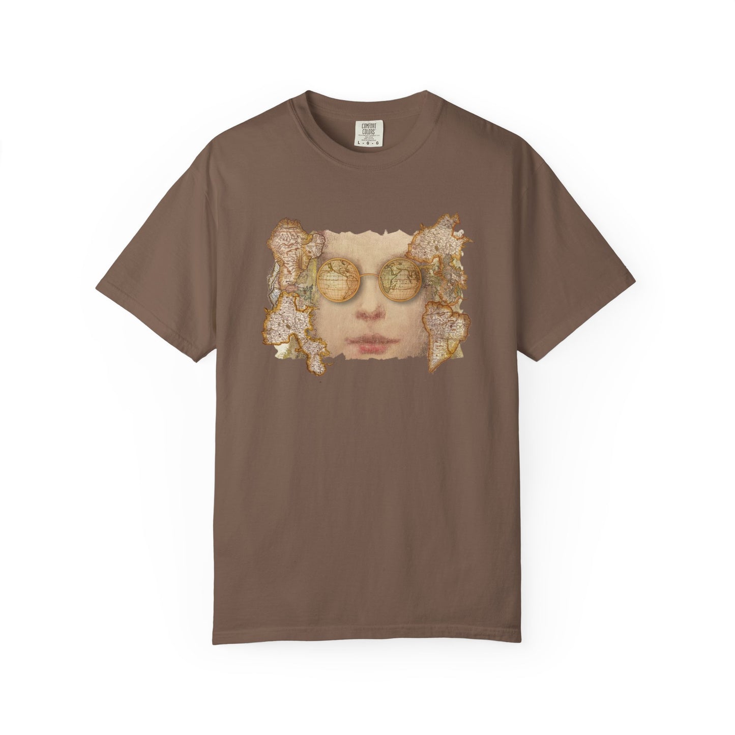 Reflective World Map Glasses Unisex T-shirt by artist Marie Frederique