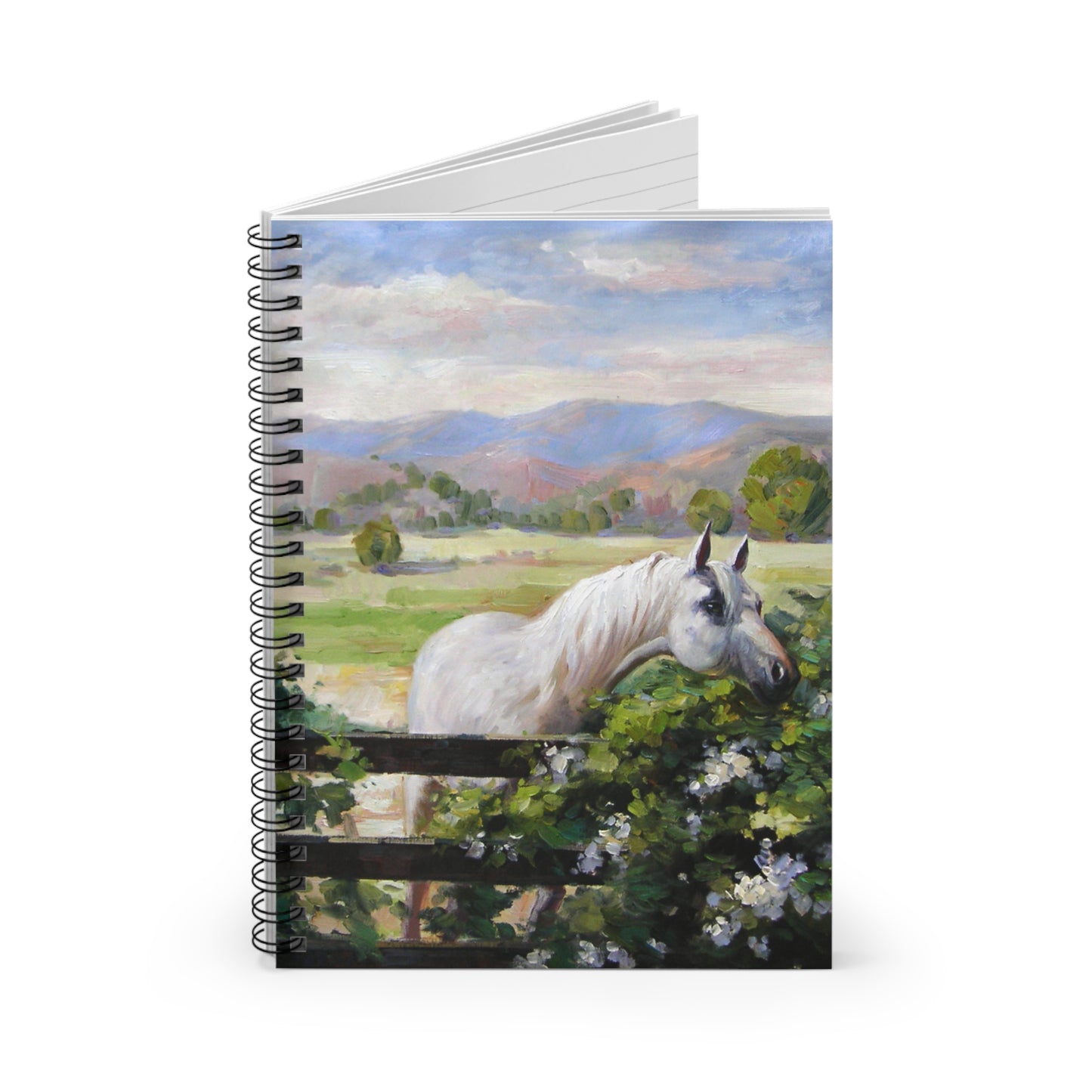 CTS White horse in a field - Spiral Notebook - Ruled Line by Artist Marie Frederique