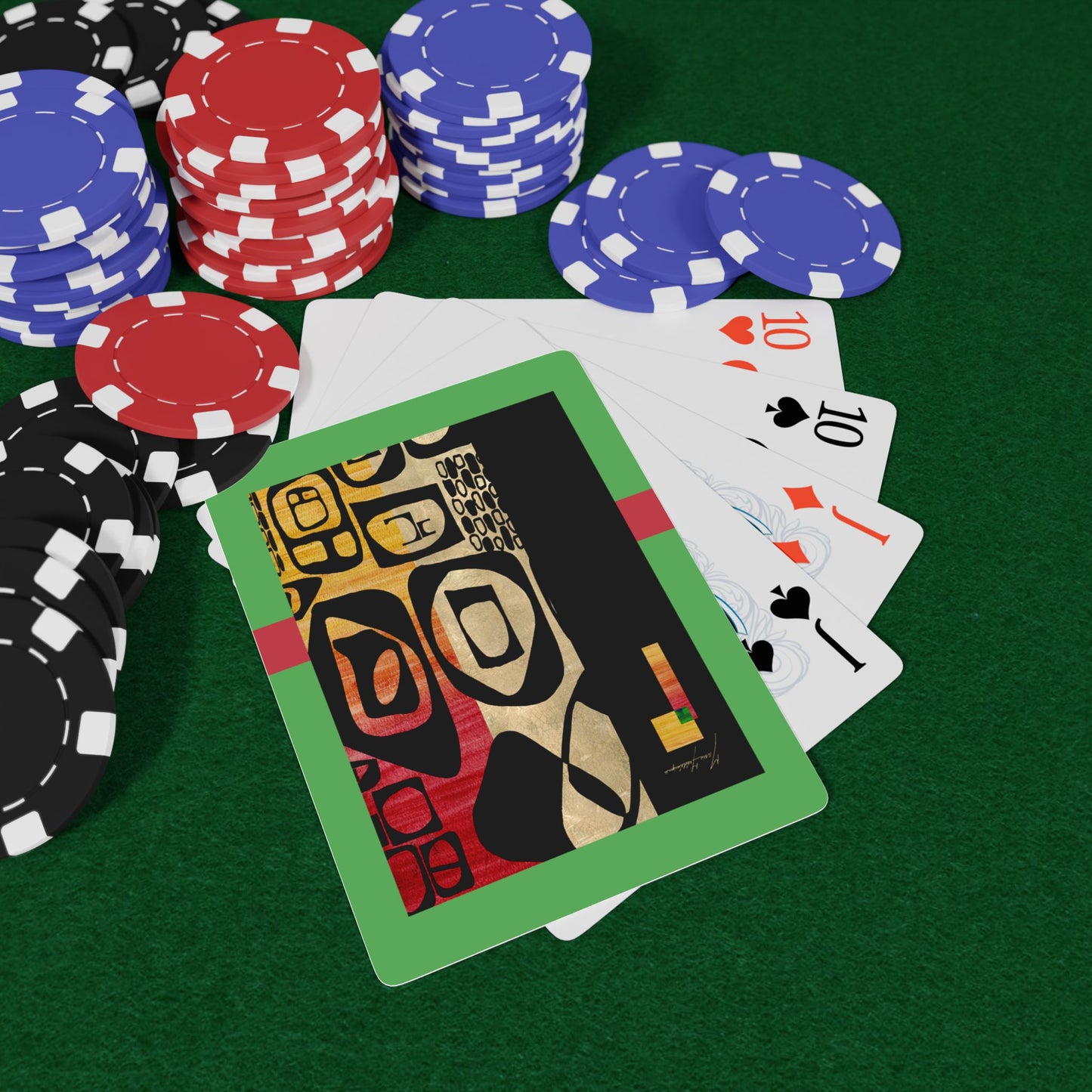 Rug Run Green; Artistic Bridge/Poker Playing Cards Set - Unique Design for Game Nights & Collectors by artist Marie Frederique
