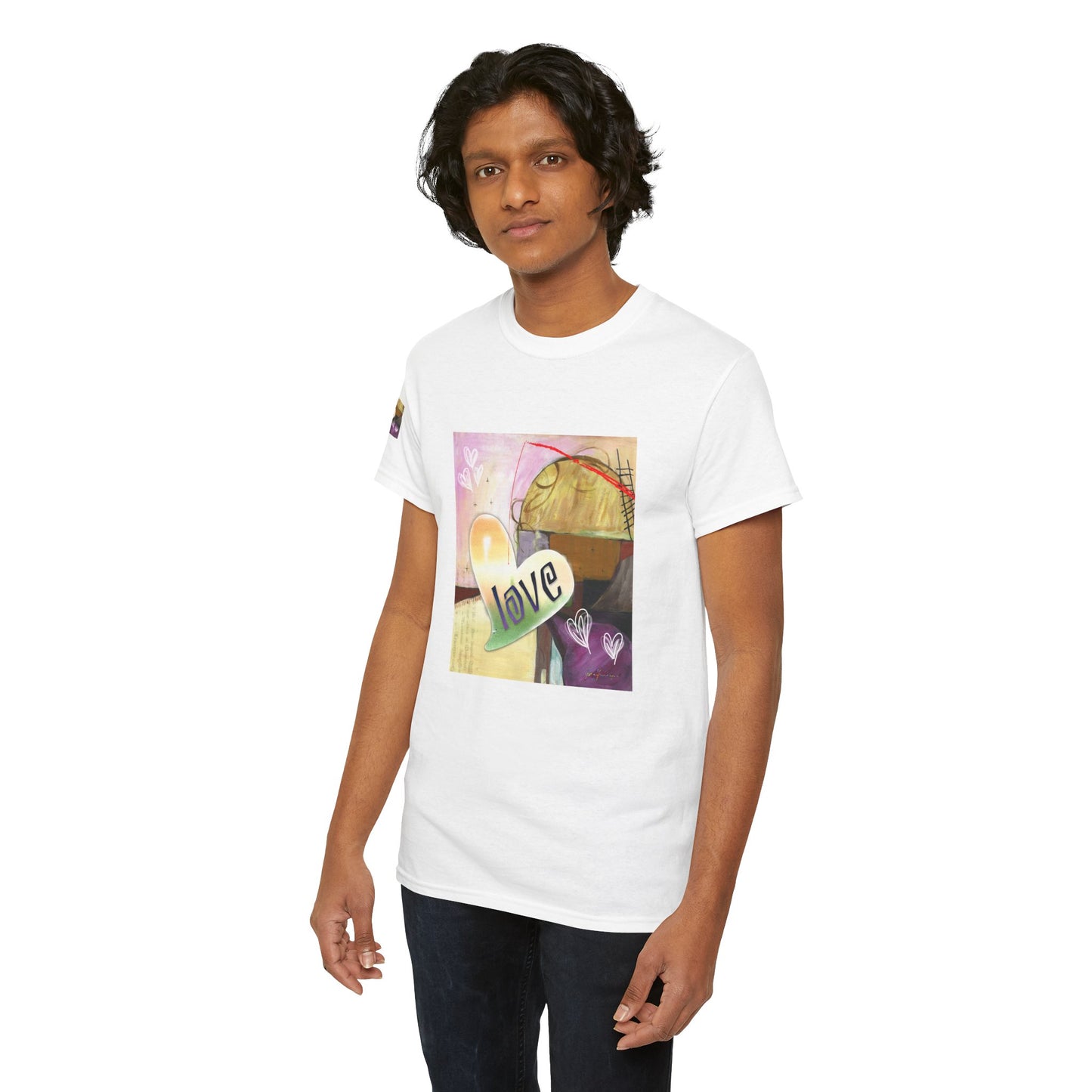 Valentine Love Heart Abstract, Unisex Heavy Cotton Tee by artist Marie Frederique