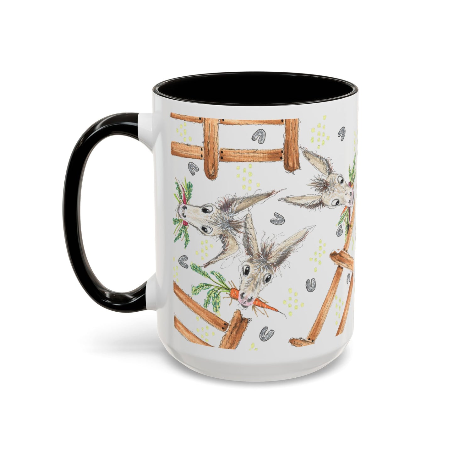 Rainbow Carrots and Donkeys - Colorful Mug by Artist Marie Frederique