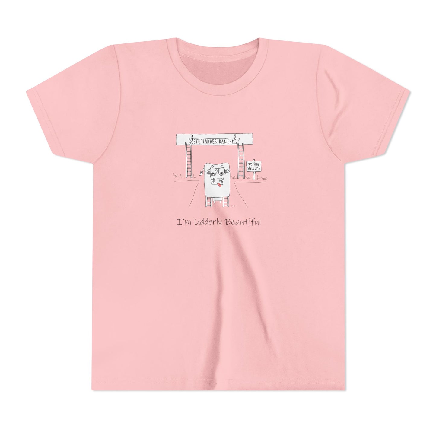 Cute Youth Tee - "I'm Udderly Beautiful" Cow Design - Perfect for Kids