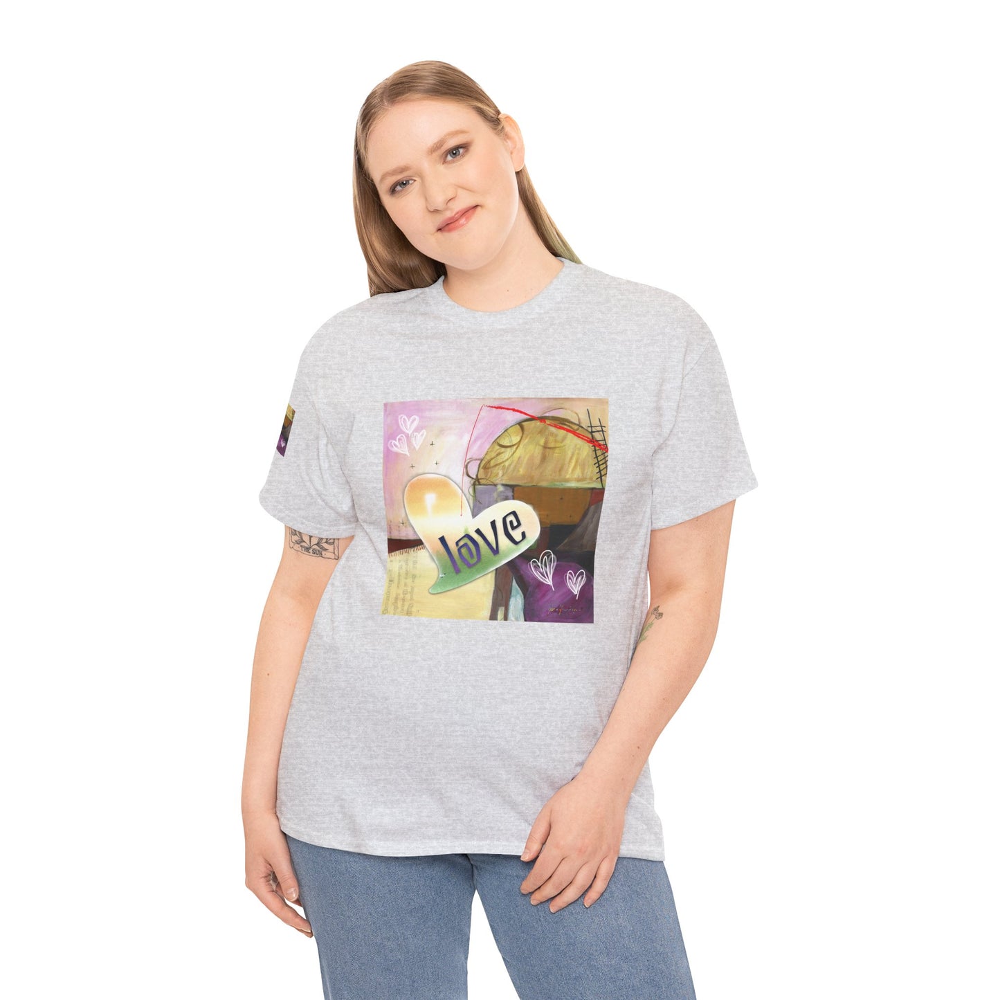 Valentine Love Heart Abstract, Unisex Heavy Cotton Tee by artist Marie Frederique