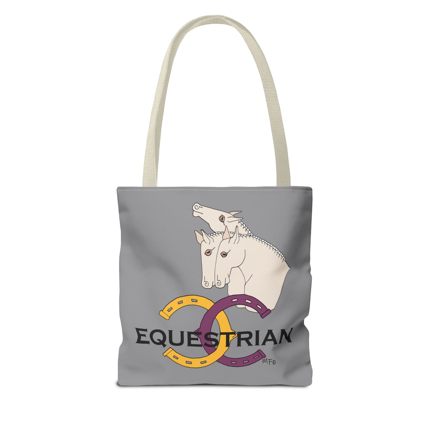 EQUESTRIAN CTS, Grey Tote Bag in 3 sizes and black or beige handles by artist Marie Frederique