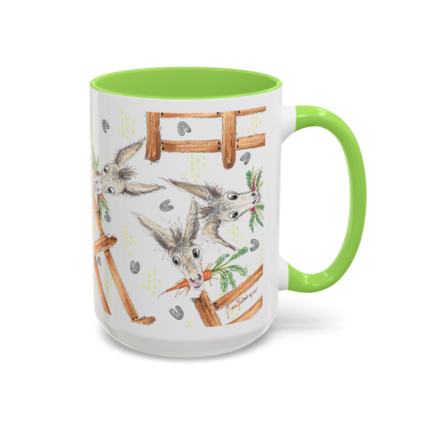 Rainbow Carrots and Donkeys - Colorful Mug by Artist Marie Frederique
