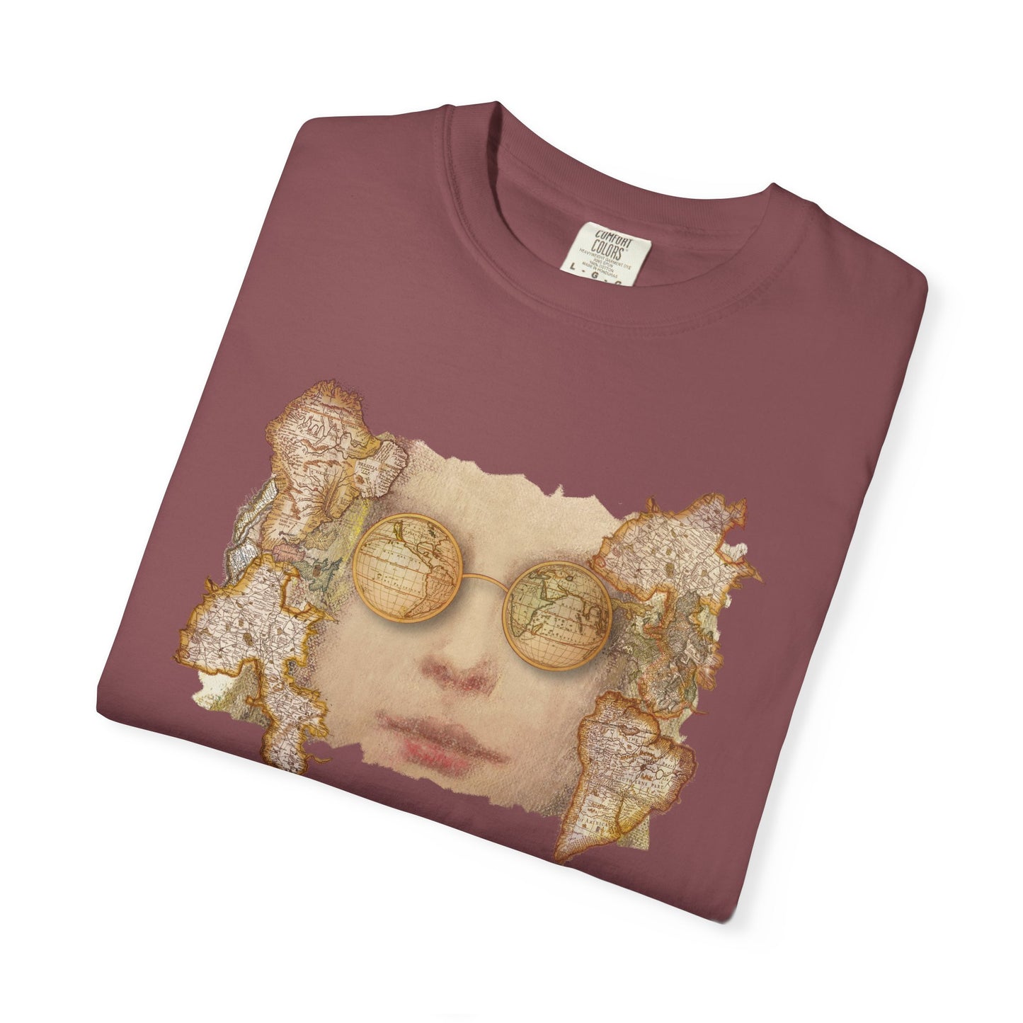 Reflective World Map Glasses Unisex T-shirt by artist Marie Frederique