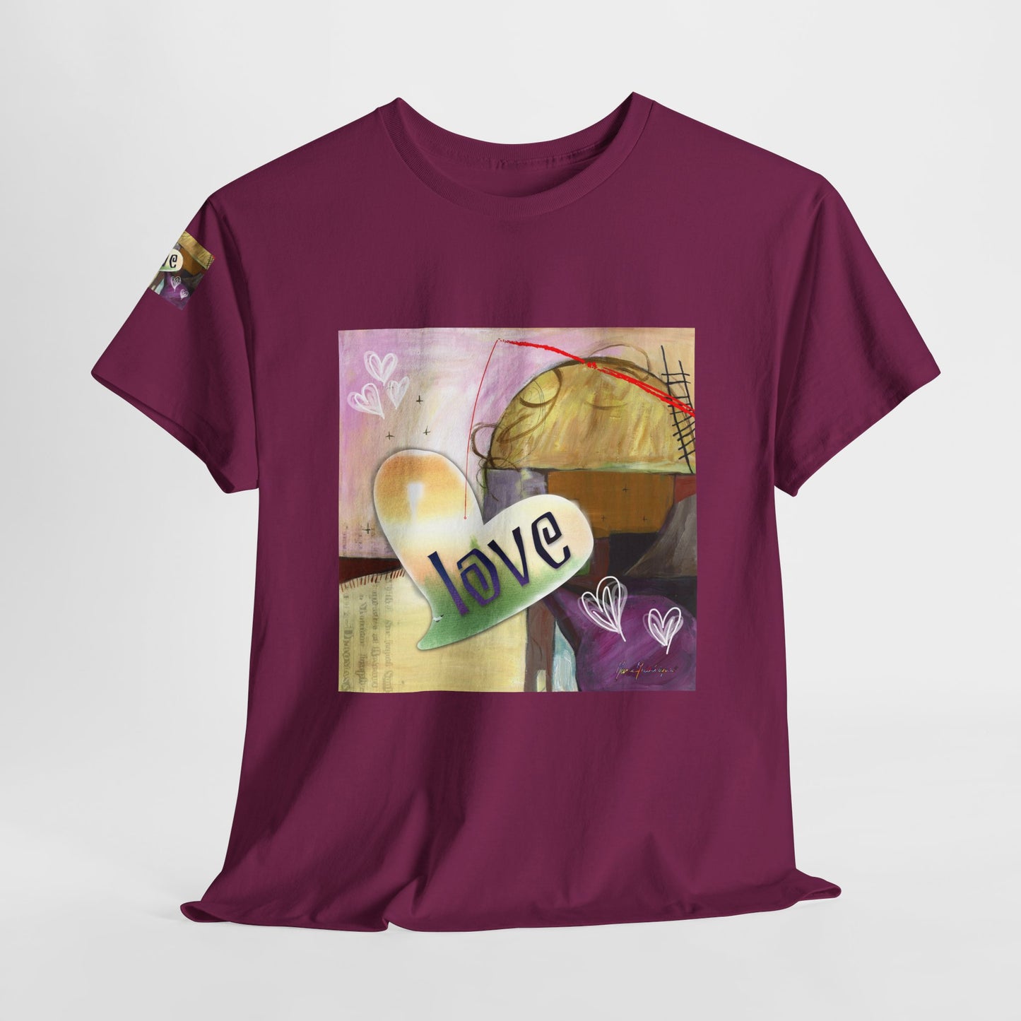 Valentine Love Heart Abstract, Unisex Heavy Cotton Tee by artist Marie Frederique