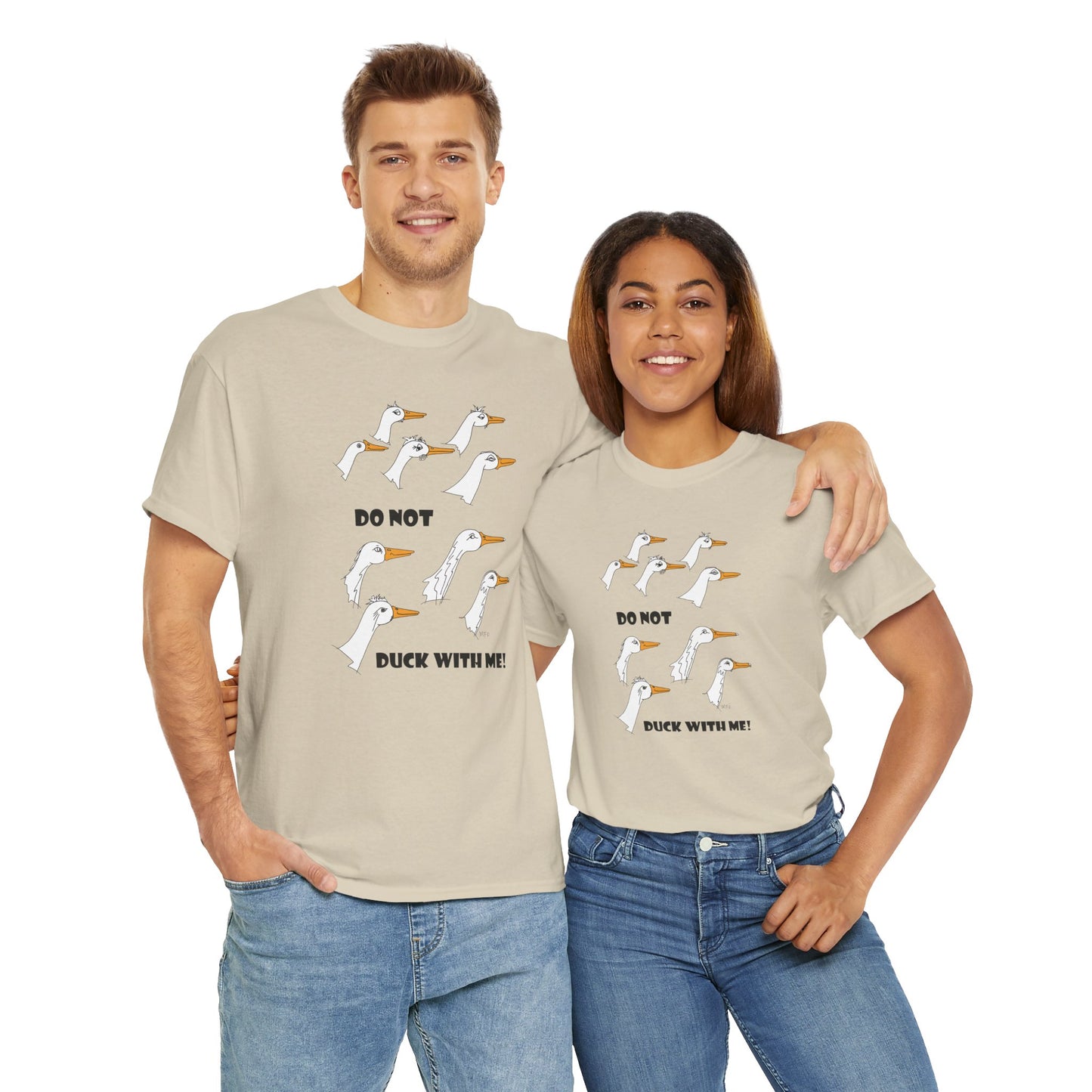 Duck lovers, DO NOT DUCK WITH ME! - Unisex Heavy Cotton Tee by artist Marie Frederique