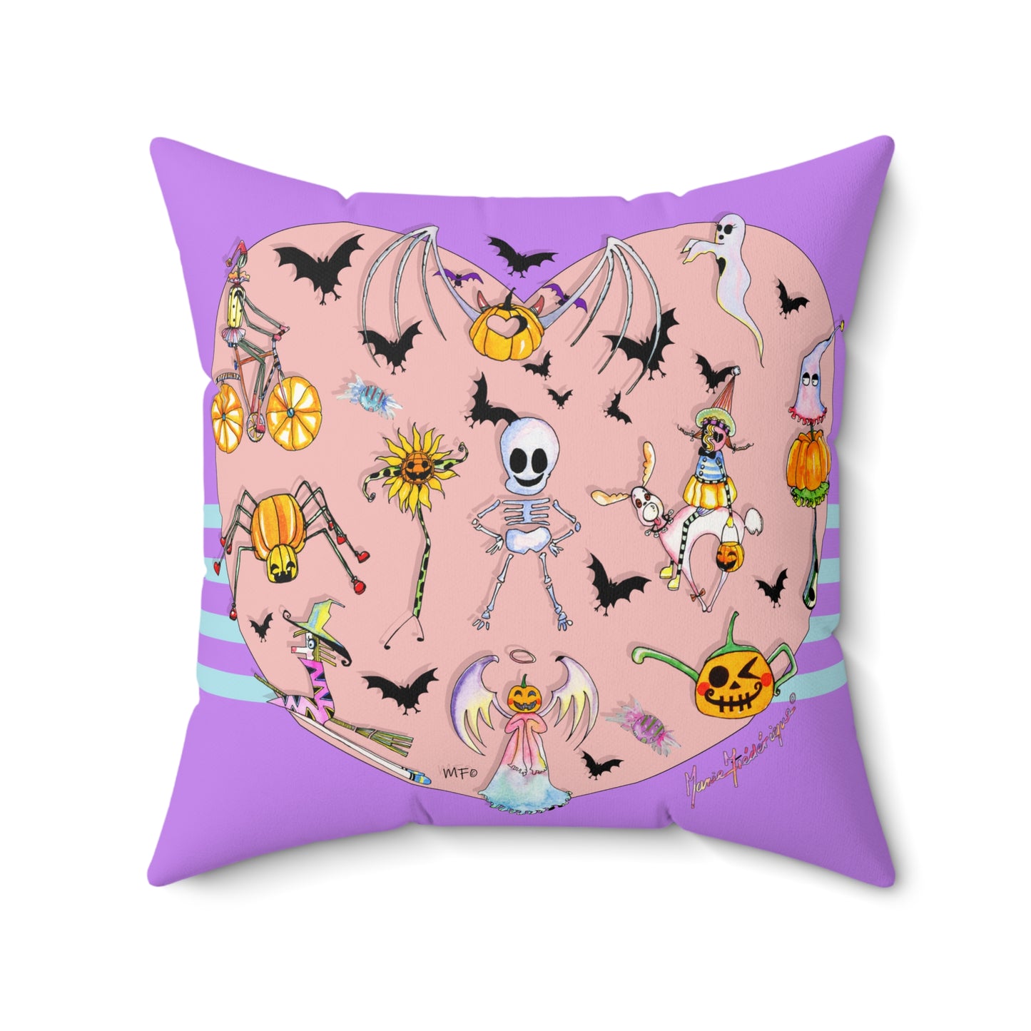Halloween Heart Decorative Pillow by artist Marie Frederique