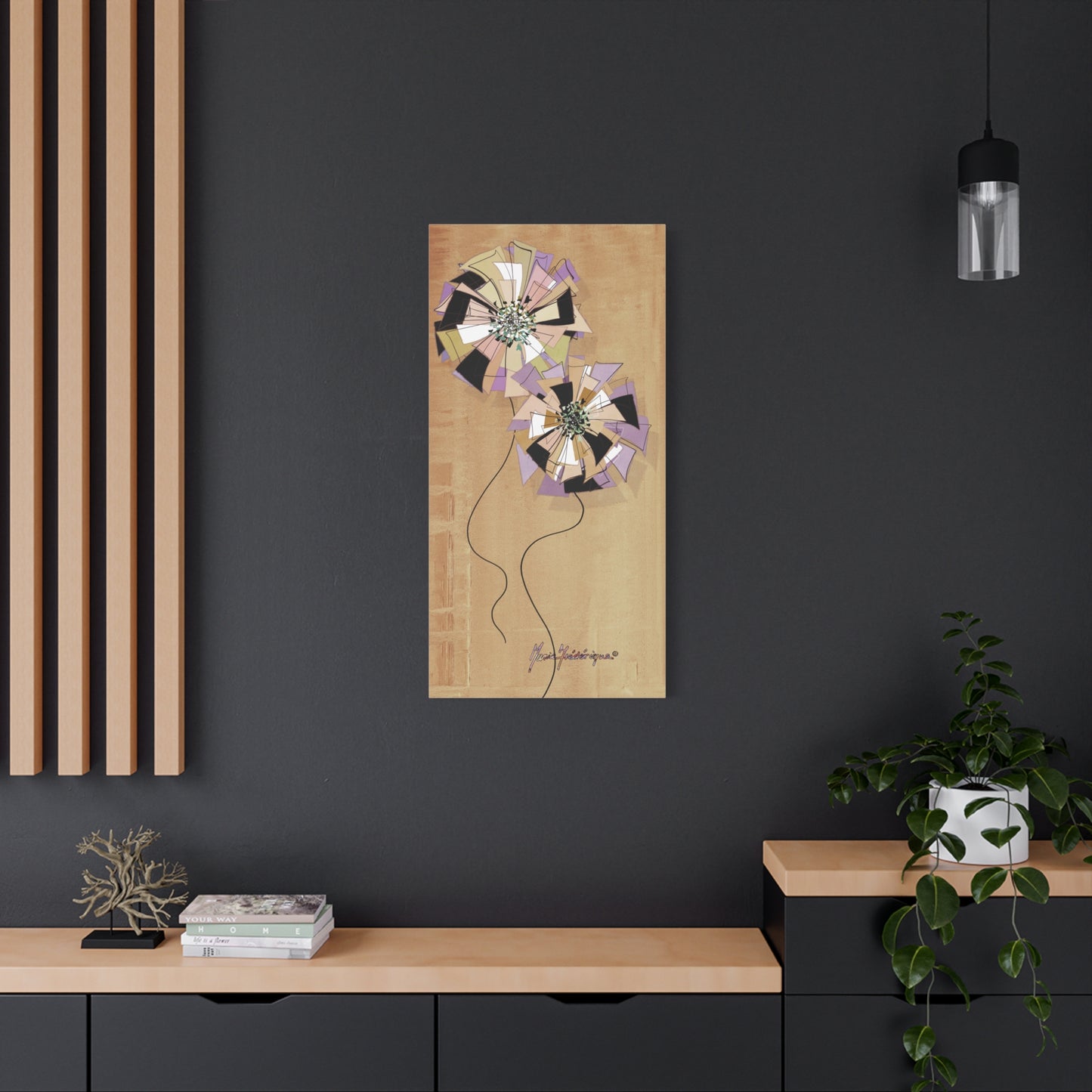 Floral Pinwheel Vertical Wall Canvas by artist Marie Frederique