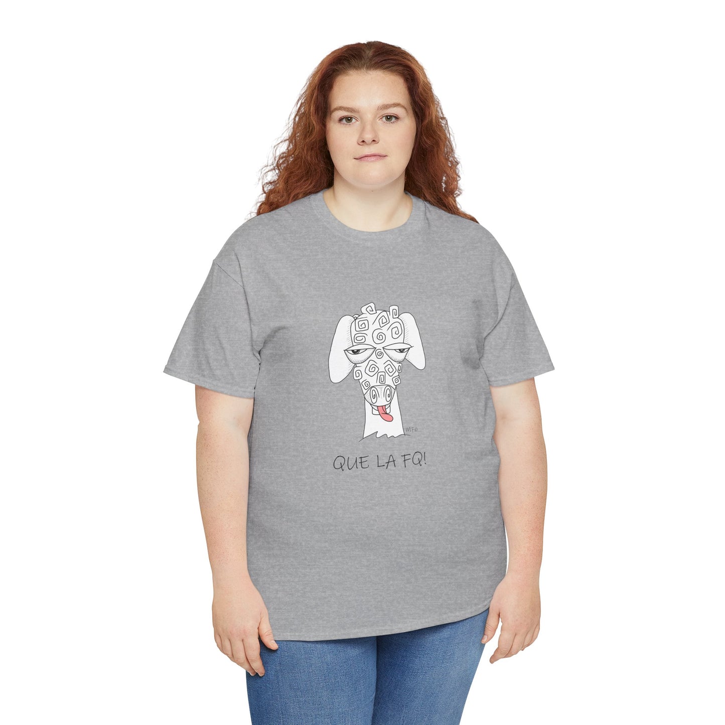 Adult Humor "QUE LA FQ!" Sheep's face - Unisex Heavy Cotton Tee by artist Marie Frederique