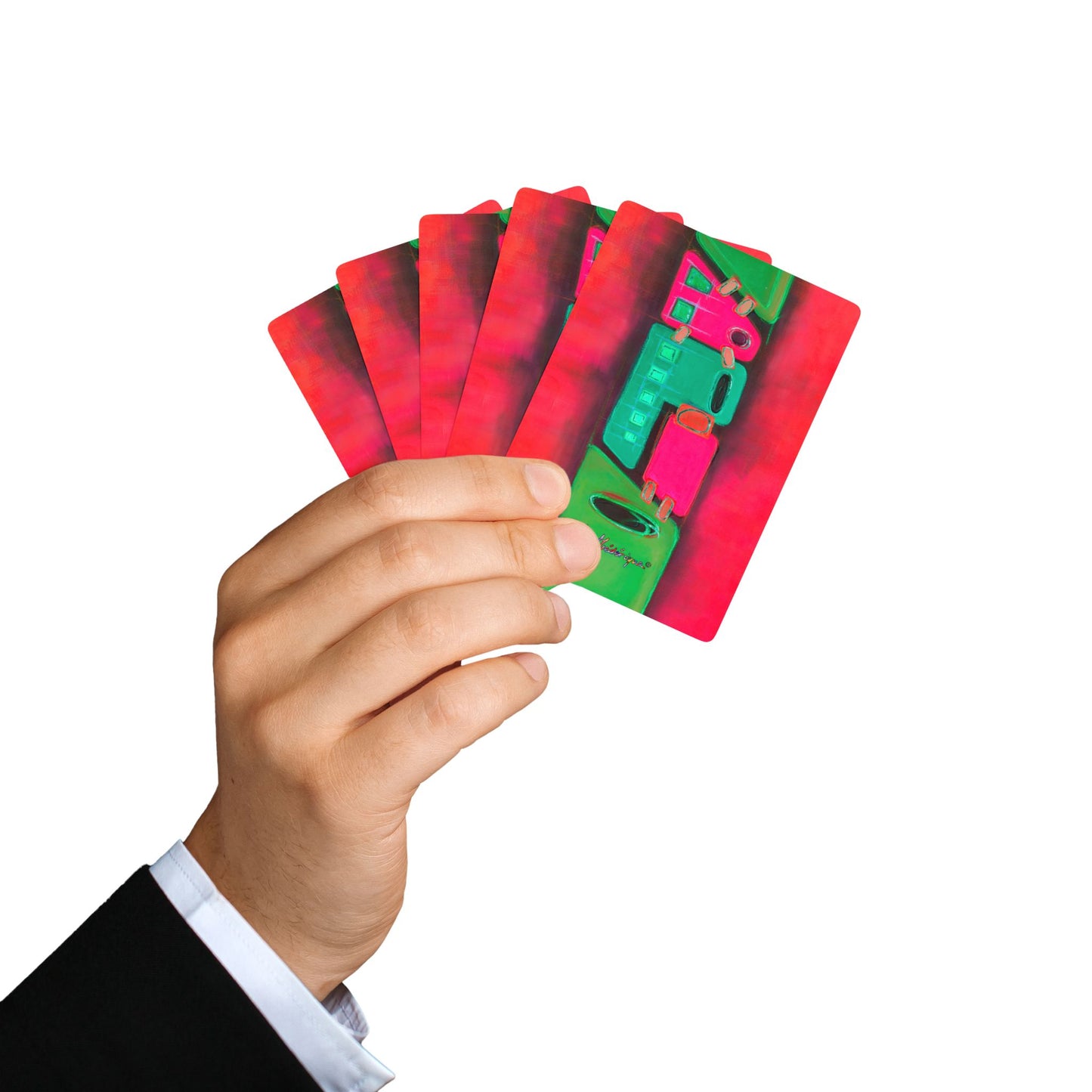 Abstract Train 4 Poker/Bridge Playing Cards Set - Unique Designs for Game Night by artist Marie Frederique