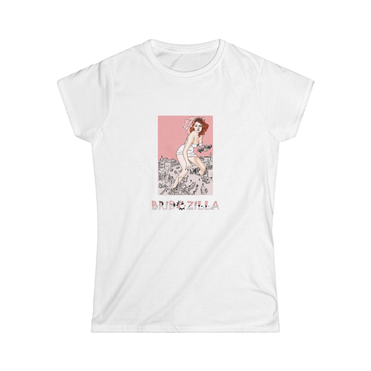 Retro Bridezilla Graphic Womens Softstyle Tee by artist Marie Frederique