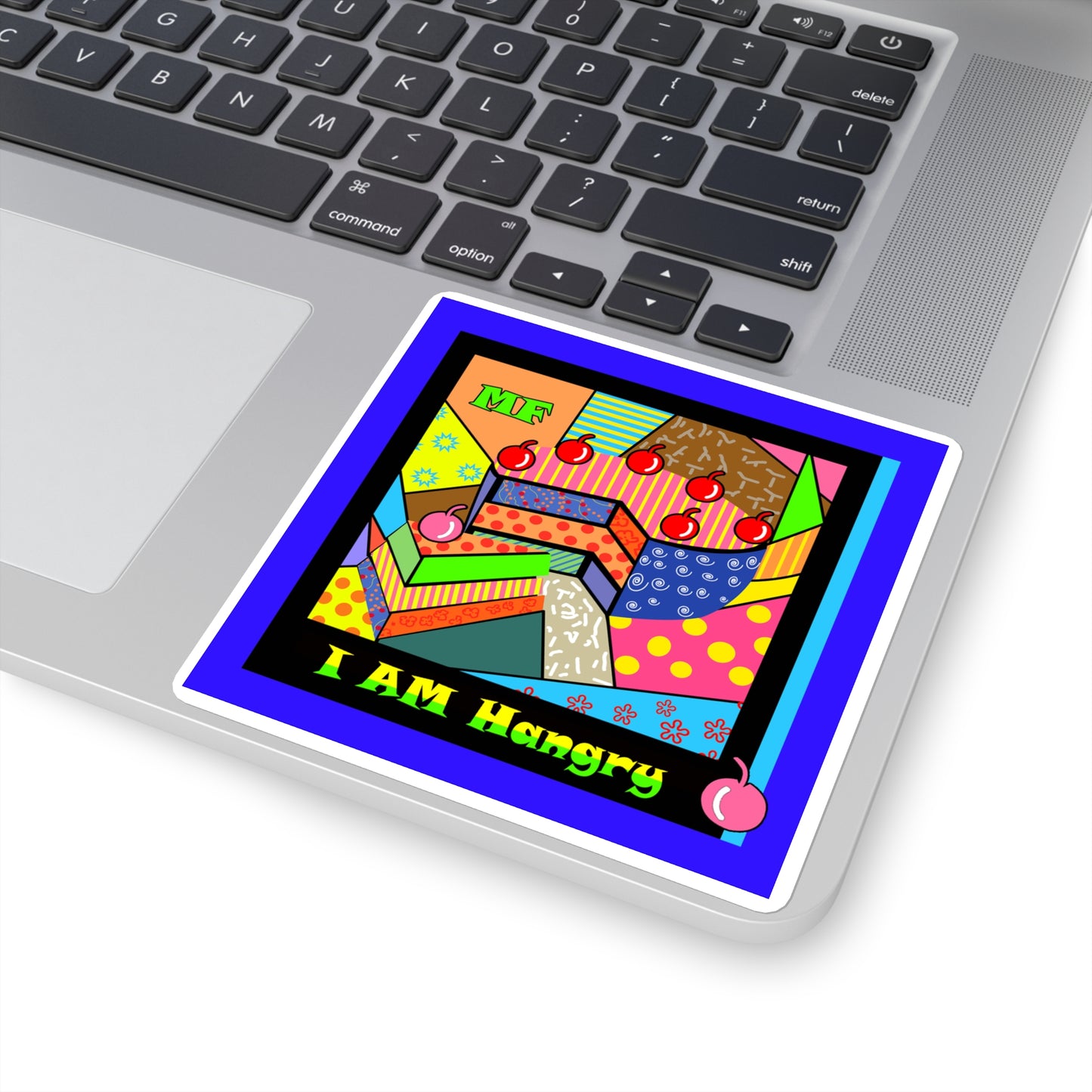 I AM Hangry, Designer Graphic Illustration multicolored Stickers in 4 sizes by artist Marie Frederique